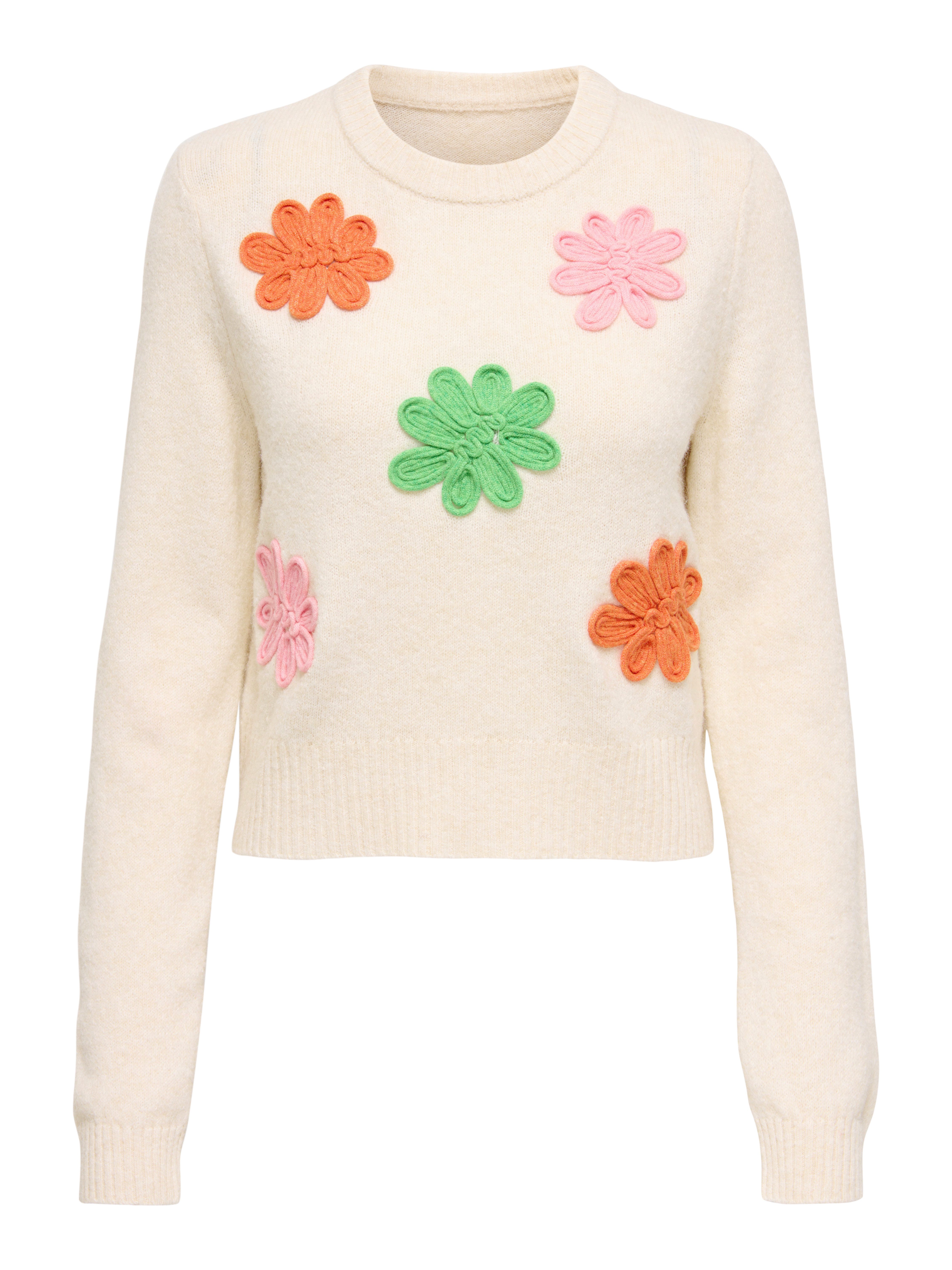 ONLY Strickpullover ONLLOTUS LIFE LS FLOWER O-NECK EX KNT