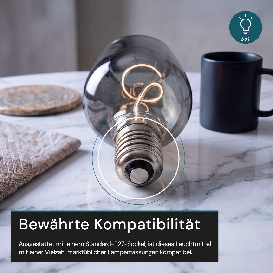 LUXULA LED-Leuchtmittel LUXULA LED-Leuchtmittel E27 4 W 1800 K Warmweiß, E27, Warmweiß – Bild 4 von 5