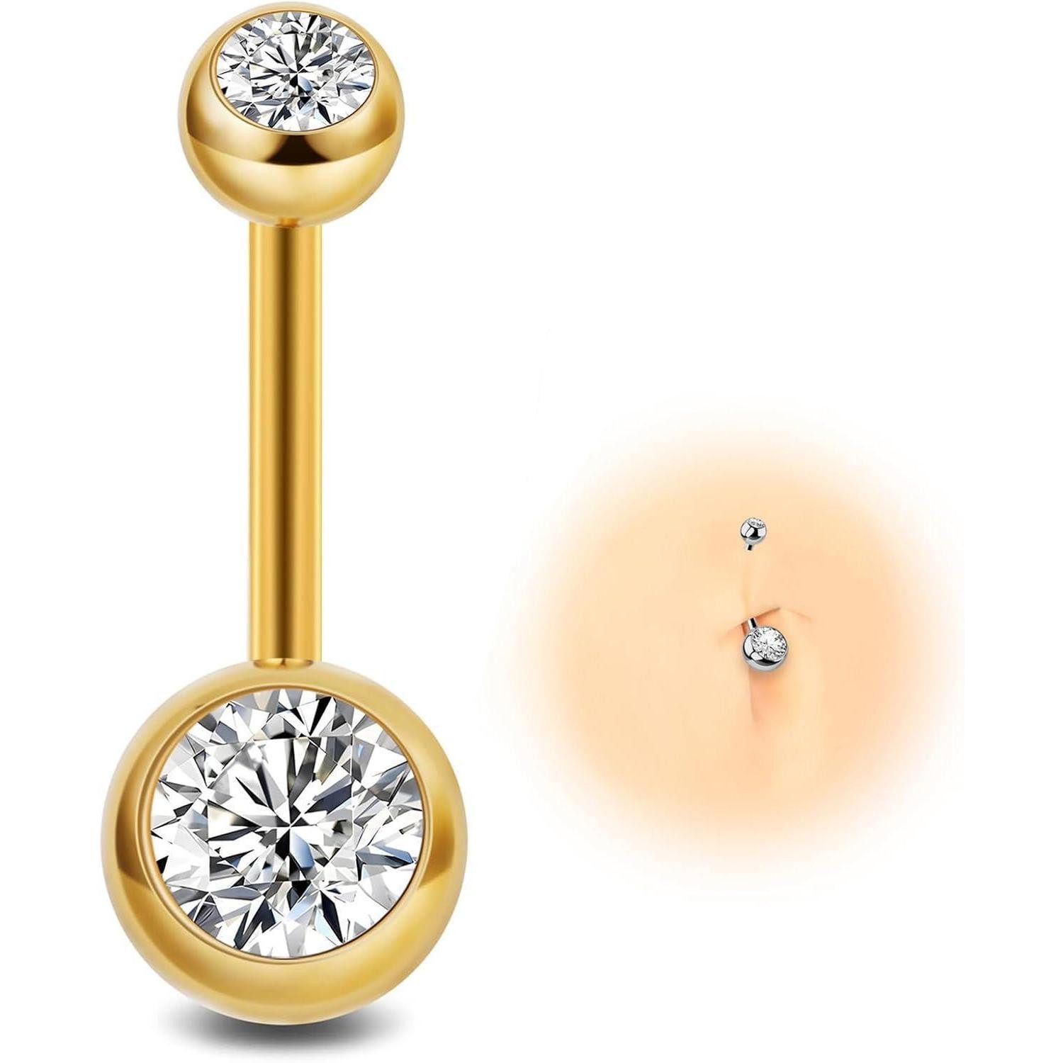 Bauchnabelpiercing G23 Titan Bauchnabelpiercing Gold Silber 14G 10MM 12MM Belly Piercing