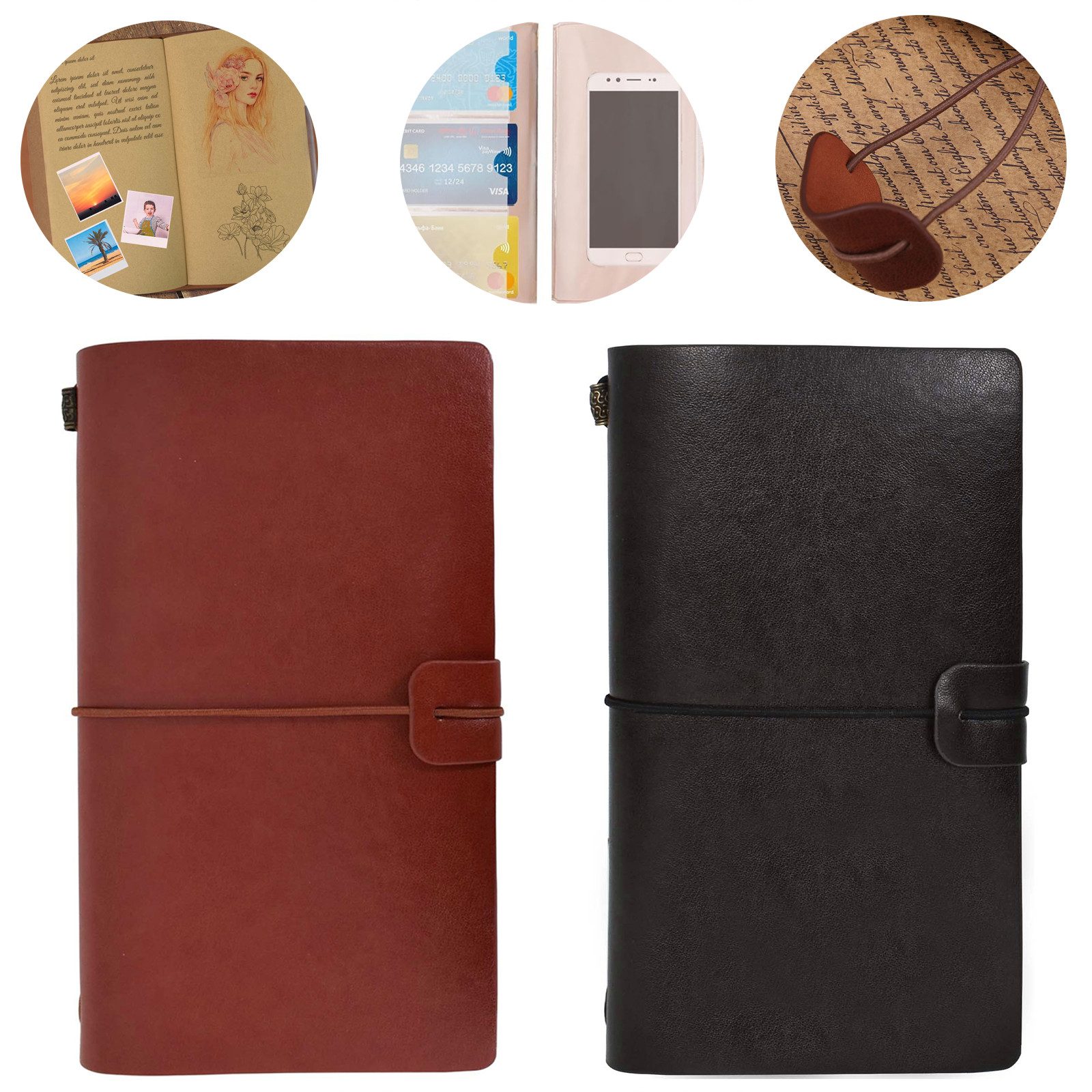 Notizbuch Notizbuch Tagebuch Leder Notizbuch Abnehmbares Notizbuch Retro 2 Stück