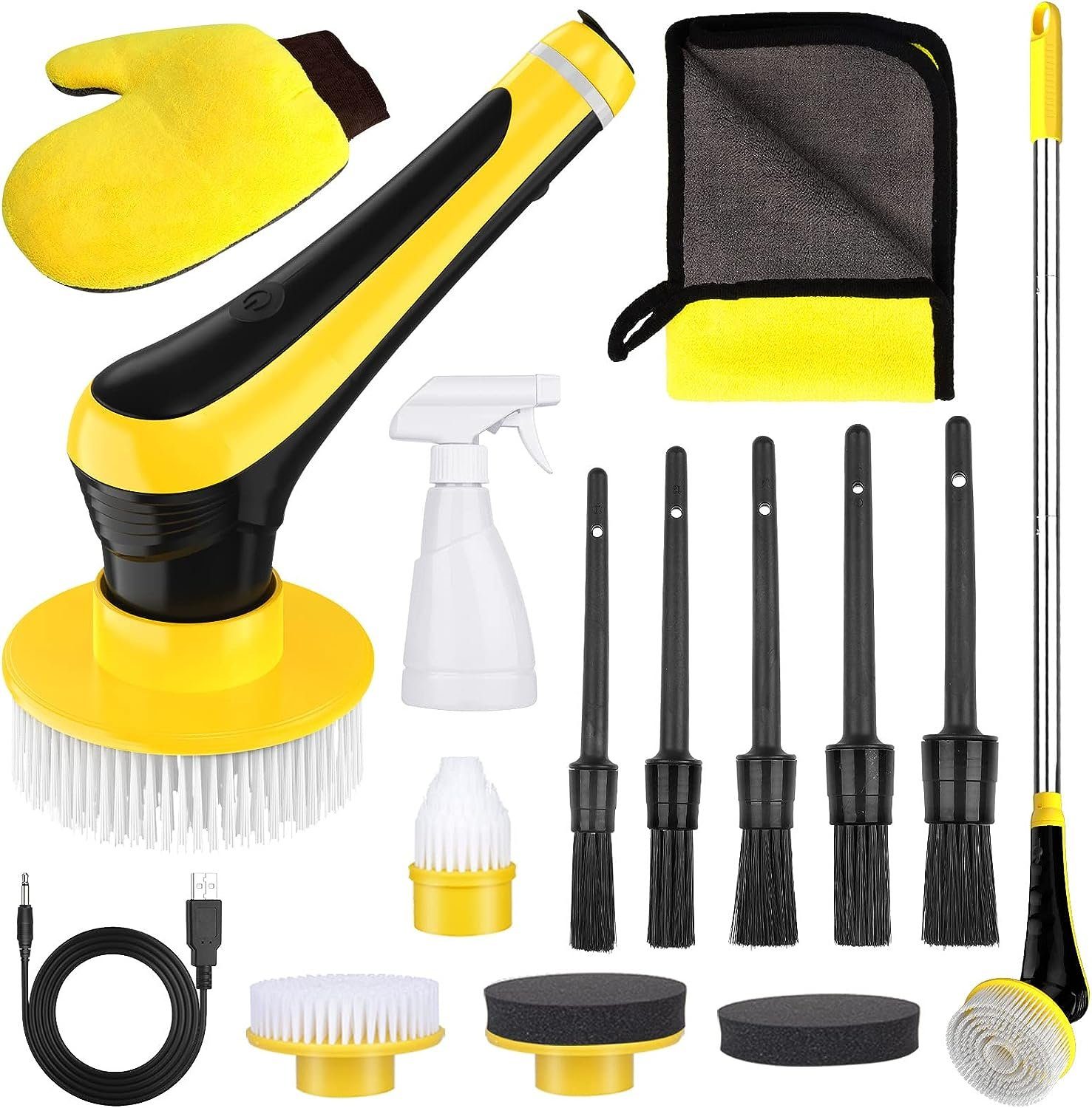 Autowaschbürste Electric Spin Auto Reinigung Pinsel Set,16 Pcs Detailing