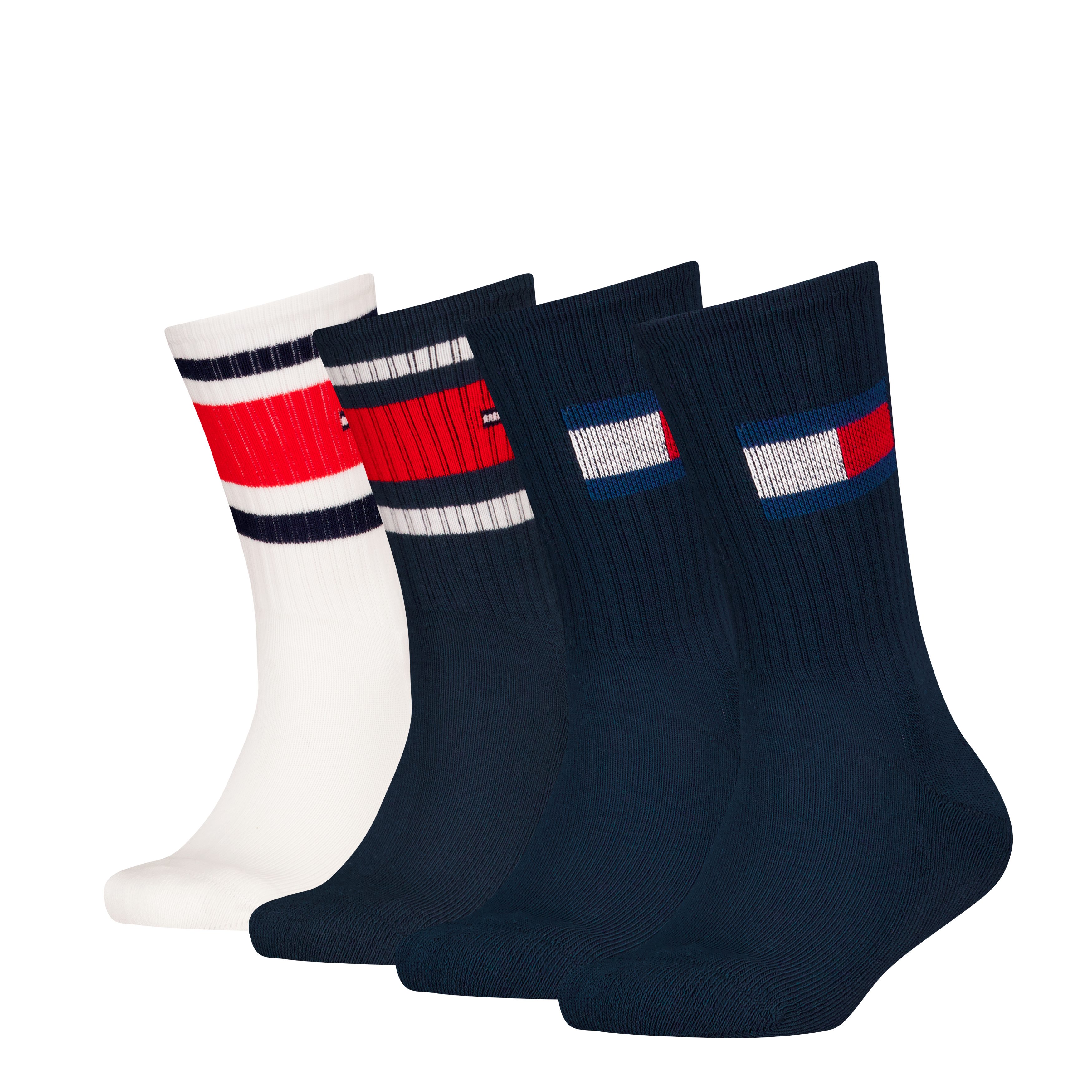 Tommy Hilfiger Socken TH KIDS SOCK 4P FLAG & SPORT STRIPE ECOM (4 Paar) mit verstärkten Fersenbereichen