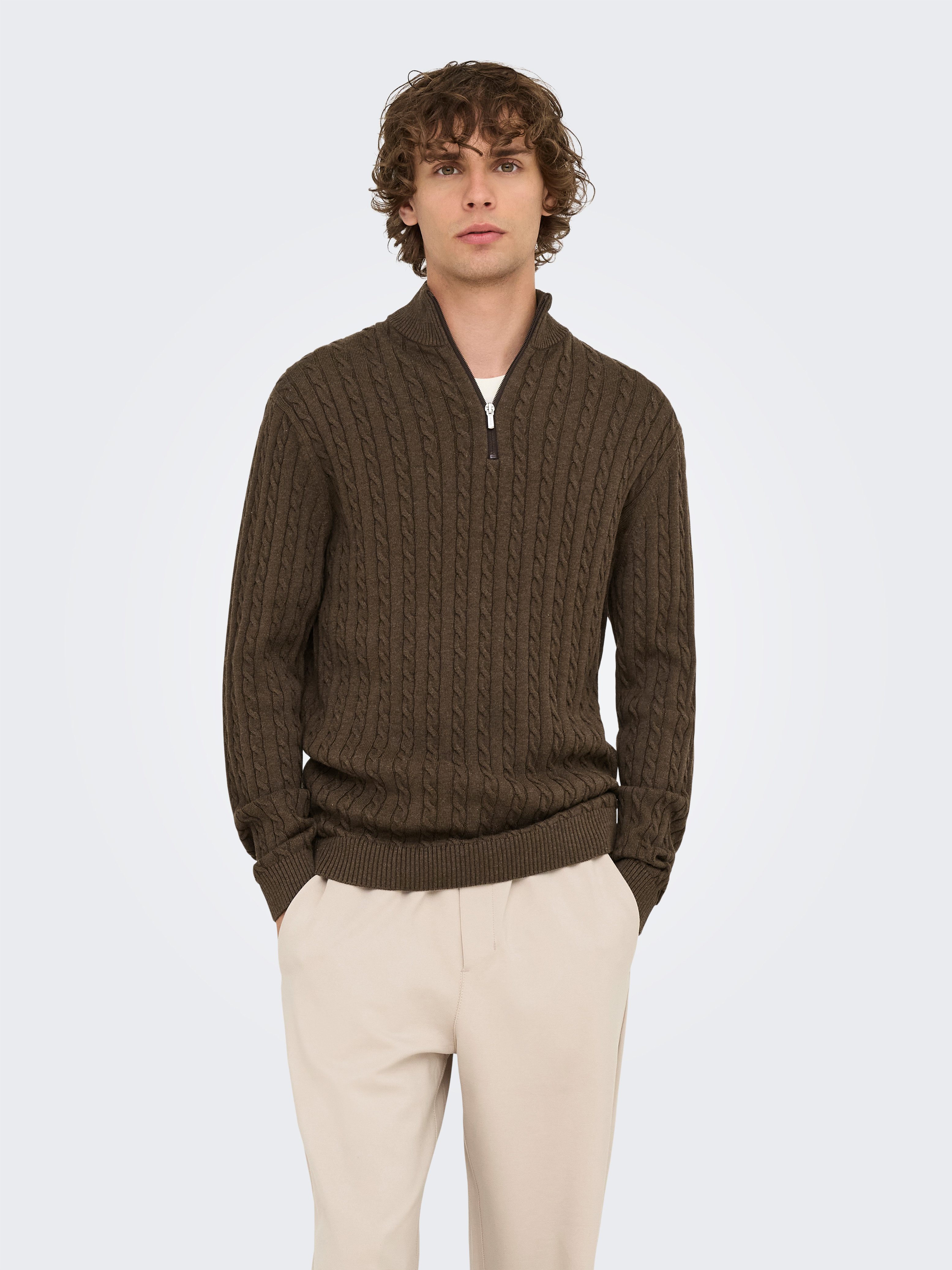 ONLY & SONS Troyer ONSLOUI REG 12 CABEL HALF ZIP KNIT günstig online kaufen