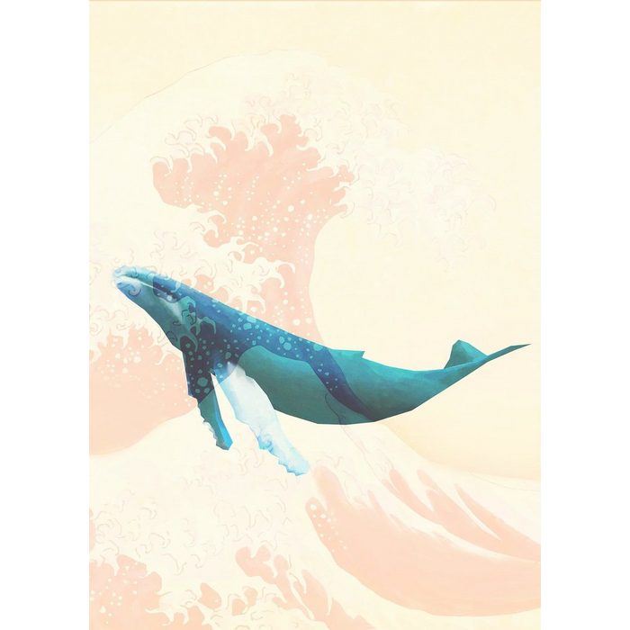 Komar Fototapete Whale Voyage glatt Comic Retro bedruckt mehrfarbig BxH: 200x280 cm