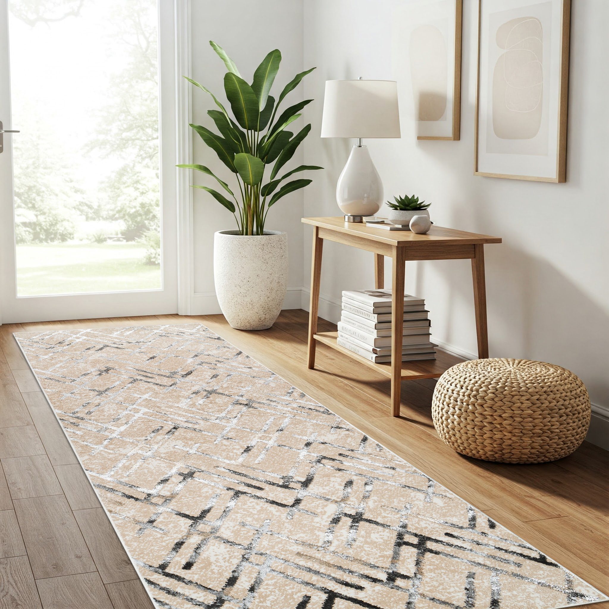 Tapiso Läufer CRYSTAL, rechteckig, Höhe: 8 mm, Langer Korridor-Läufer Schimmereffekt, pflegeleicht, Flur Schlafzimmer
