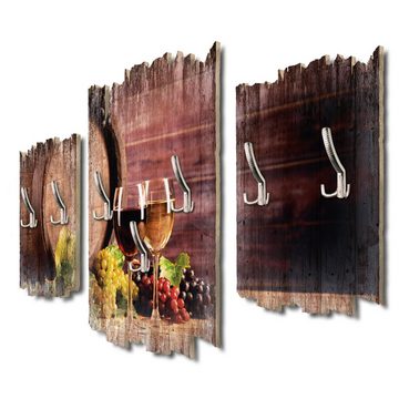 Kreative Feder Wandgarderobe Wein, Dreiteilige Wandgarderobe aus Holz