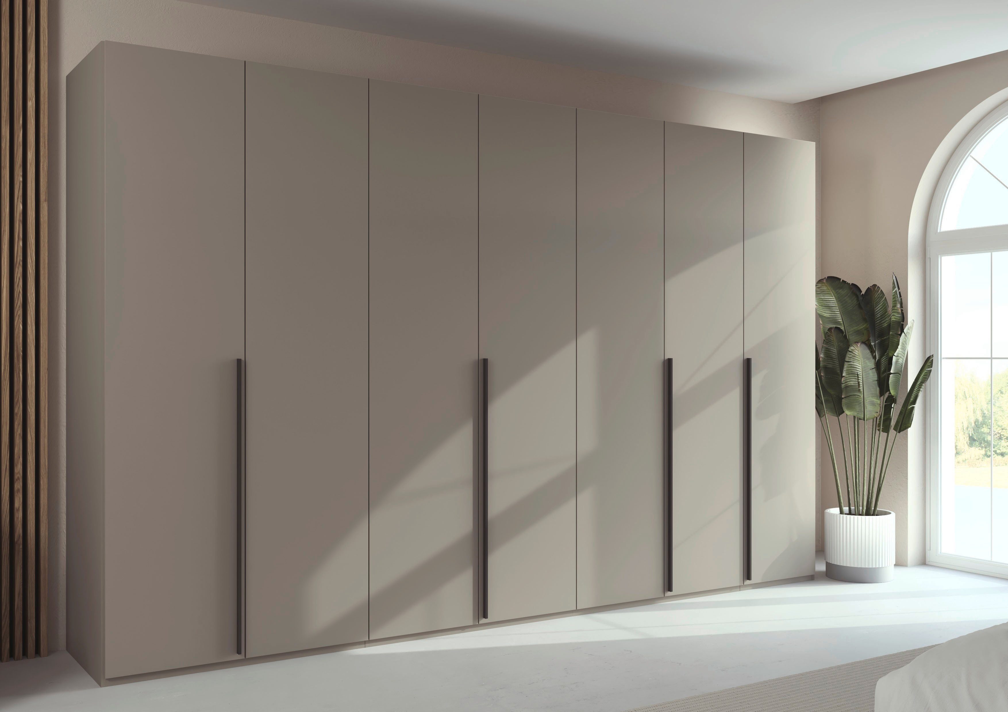 rauch Drehtürenschrank Kleiderschrank Schrank Garderobe Wäscheschrank BESTSELLER MONTCLAR (3 Ausstattungen BASIC/CLASSIC/PREMIUM (SOFT-CLOSE), Breiten 201-400 cm) Front in Glas/Hochglanz/Dekor/Grauspiegel in 5 Breiten MADE IN GERMANY