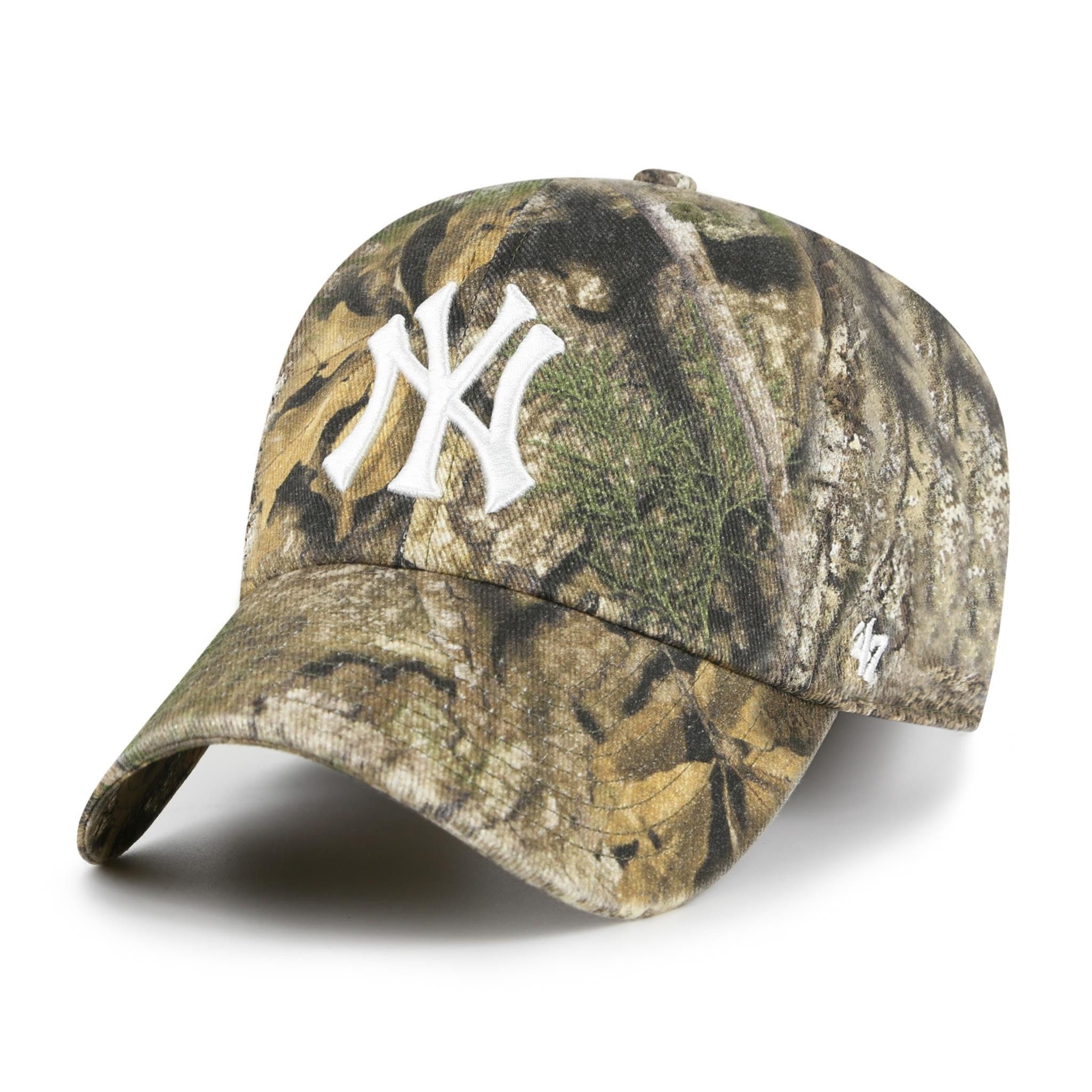 '47 Brand Baseball Cap '47 Brand MLB Cap New York Yankees REAL TREE Clean Up Beige/Khaki (Basecap, Basecap, Clean Up Cap) echt wirkendes Blattmuster
