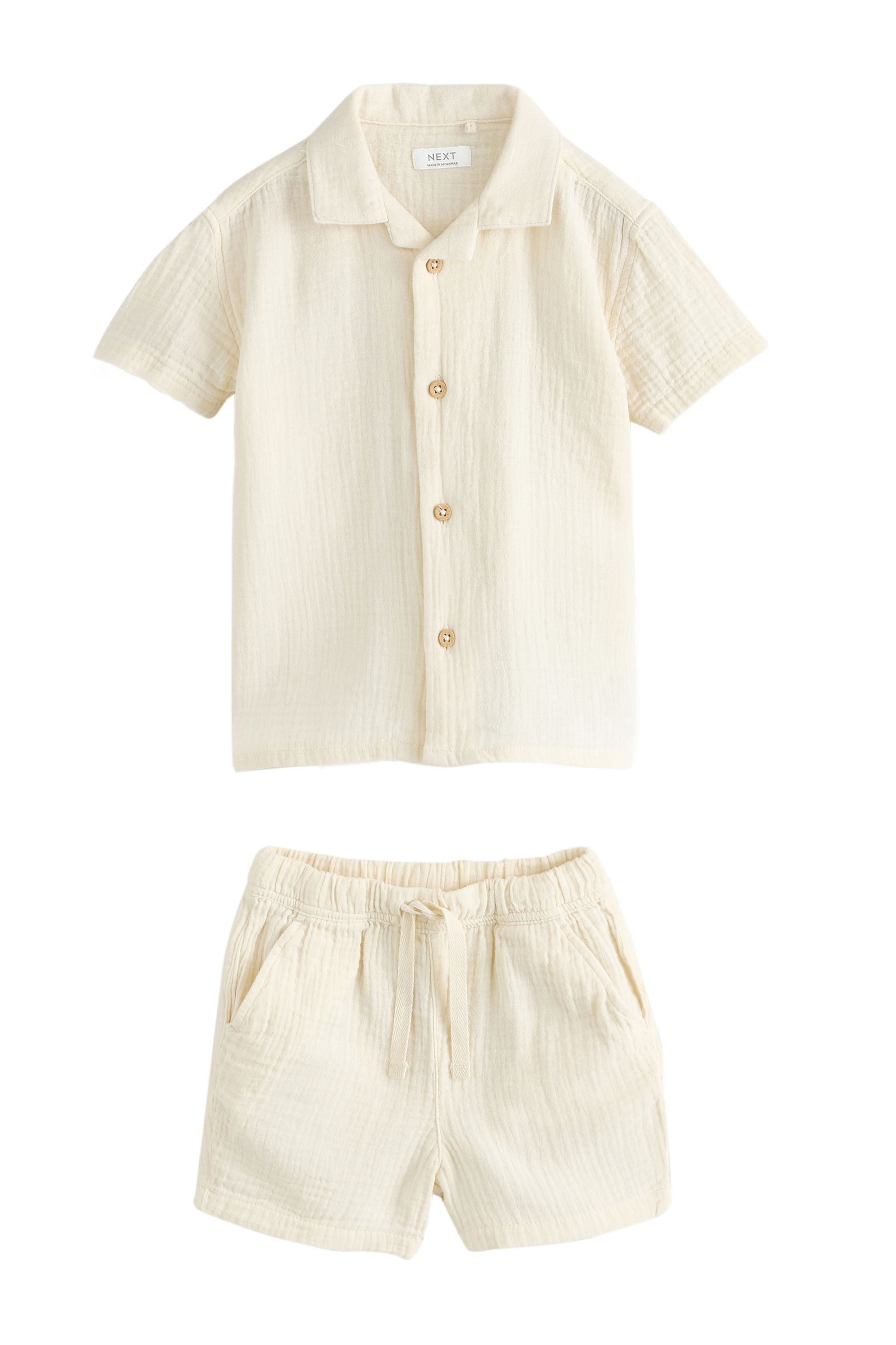 Next Shirt & Shorts Doppellagiges Kurzarmhemd und Shorts im Set (2-tlg)