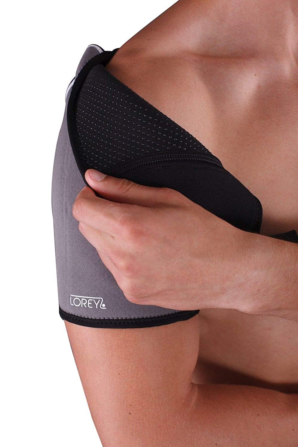 Lorey Medtec Schulterbandage Schulterstütze, Schulterwärmer aus Neopren mit Turmalin, Unisex