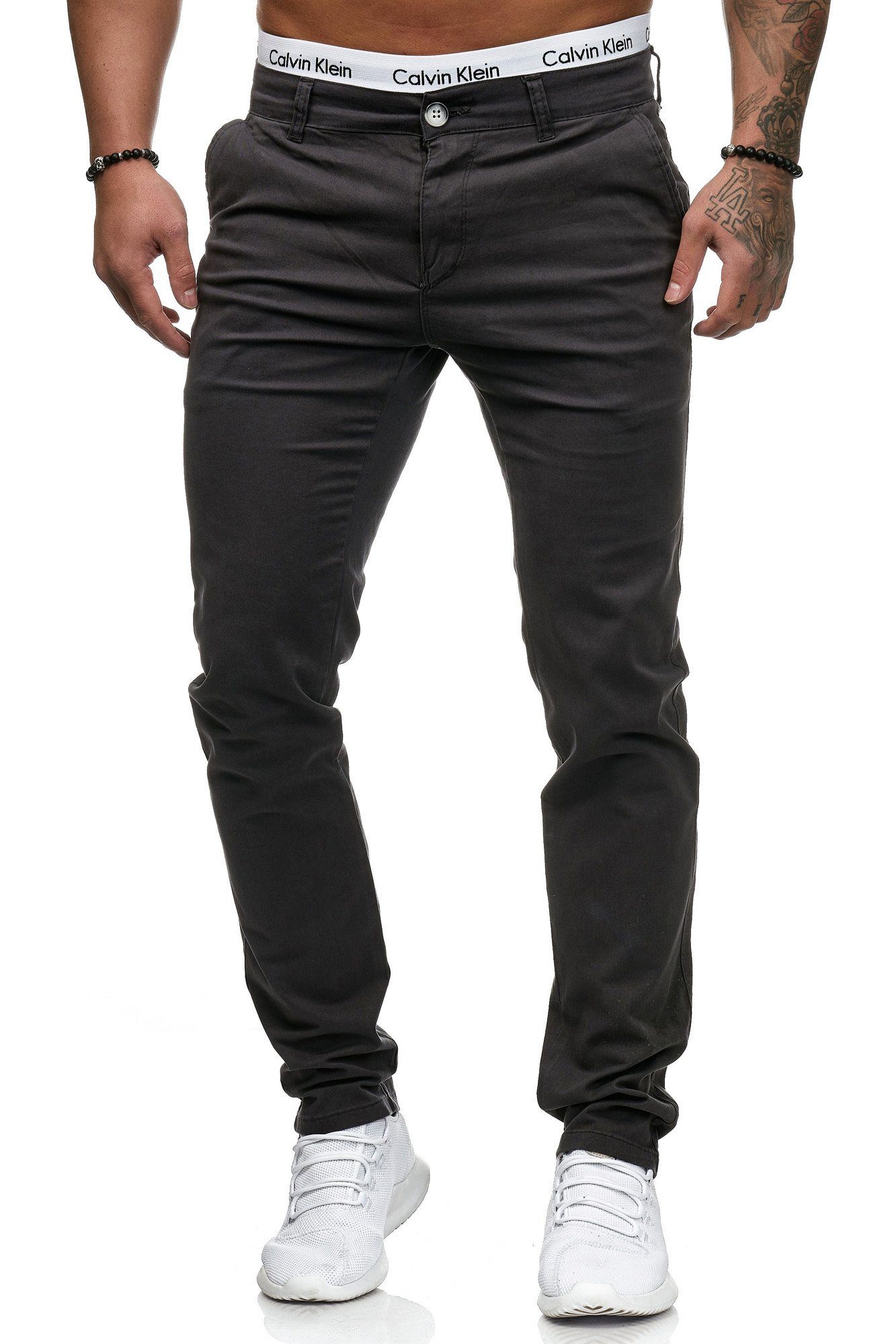 Code47 Slim-fit-Jeans Chino Jeans Slim Fit Hose (1-tlg) Anthrazit