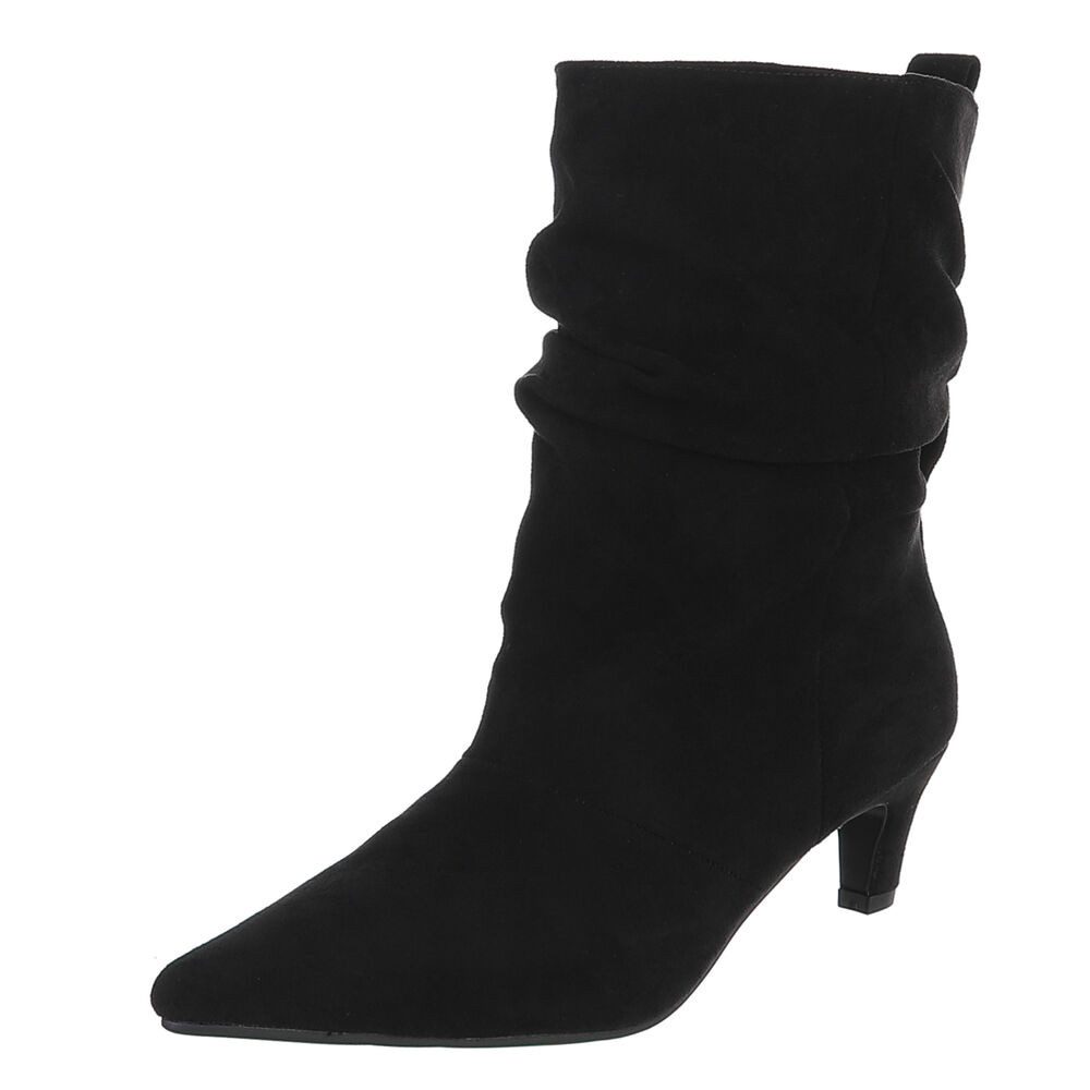 Ital-Design Damen Stiefelette mit Absatz und gerafftem Schaft Stiefel (92392257) Pfennig-/Stilettoabsatz Stiefel in Schwarz