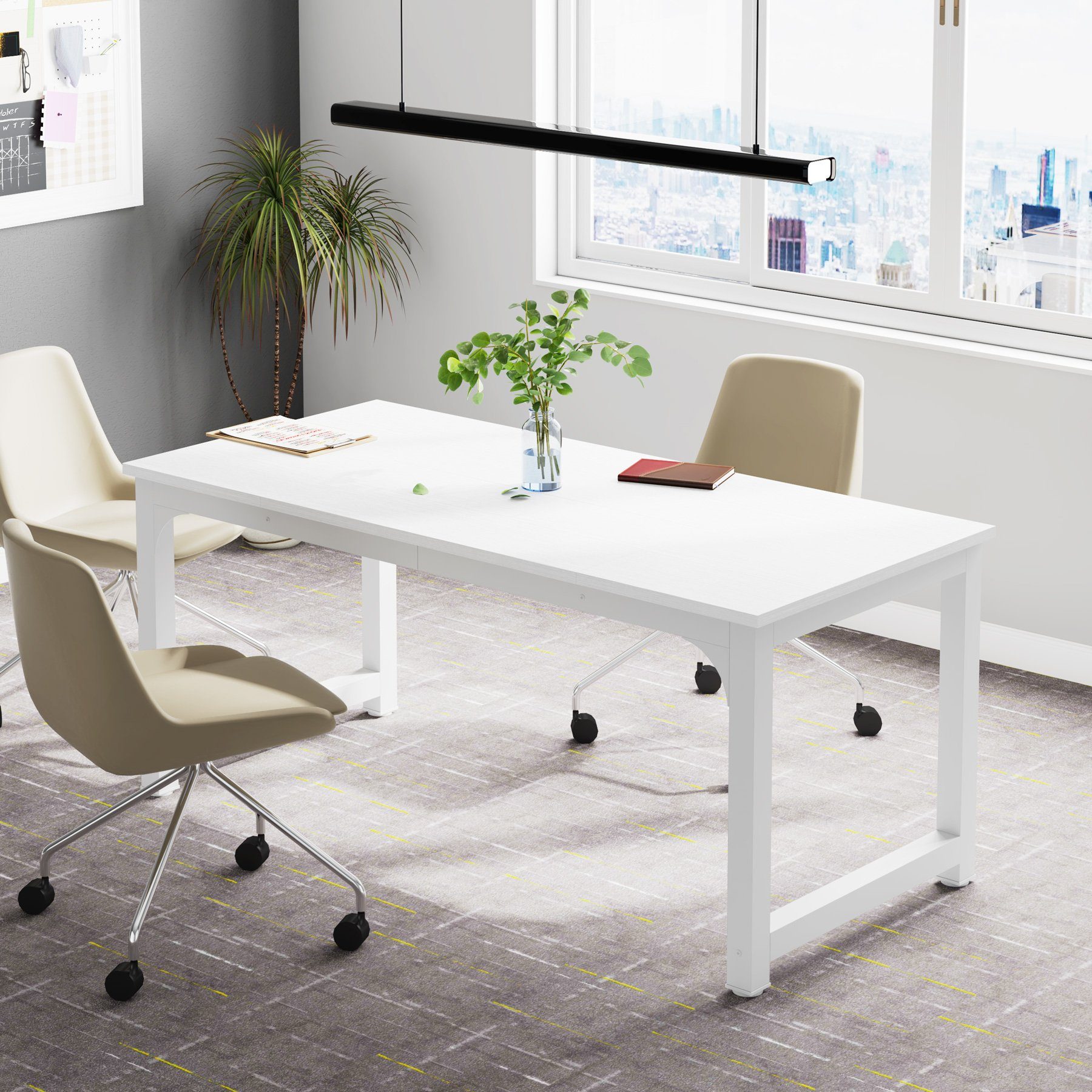 Tribesigns Schreibtisch 160/180x80 cm, großer Industrial Computertisch für günstig online kaufen