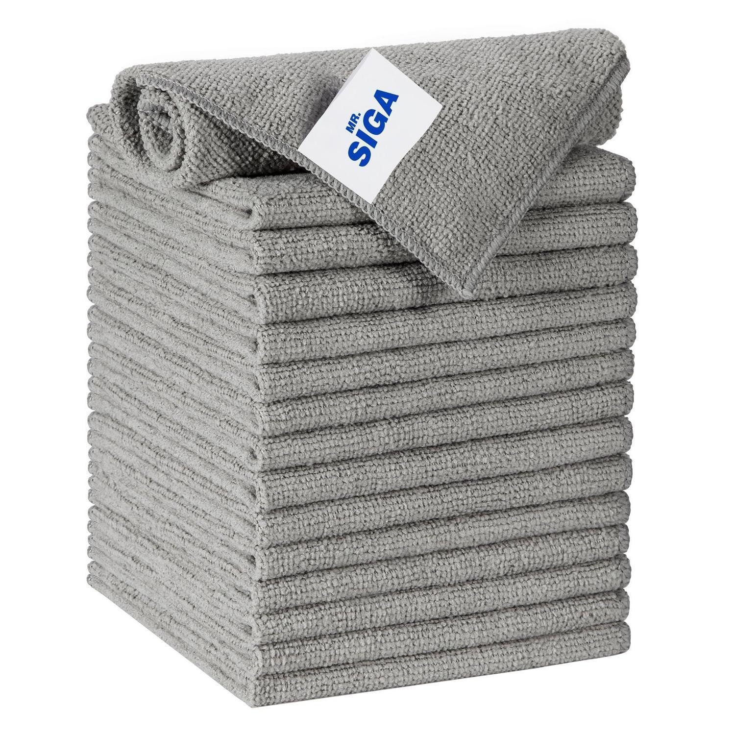 LuxusKollektion Reinigungstuch Mikrofaser Streifenfrei 15er 30x30cm Grau Mikrofasertuch