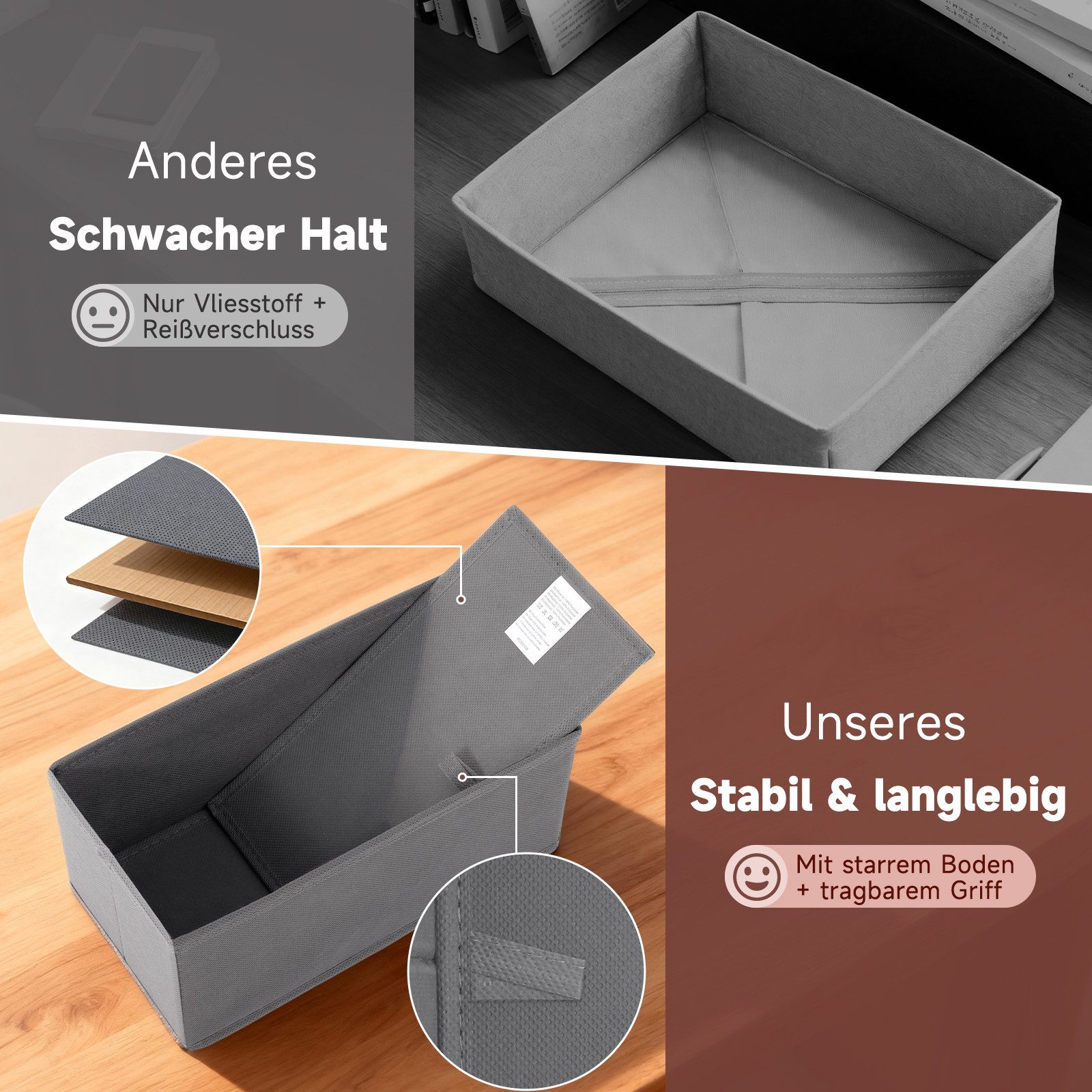 Sekey Aufbewahrungsbox Aufbewahrungsboxen Set us Vliesstoff Faltbare Stoffboxen Organizer (12 St), S (28×28×13×4, 14×28×13×4, 14×14×13×4) – für Schrank/Kleiders – Bild 5 von 5