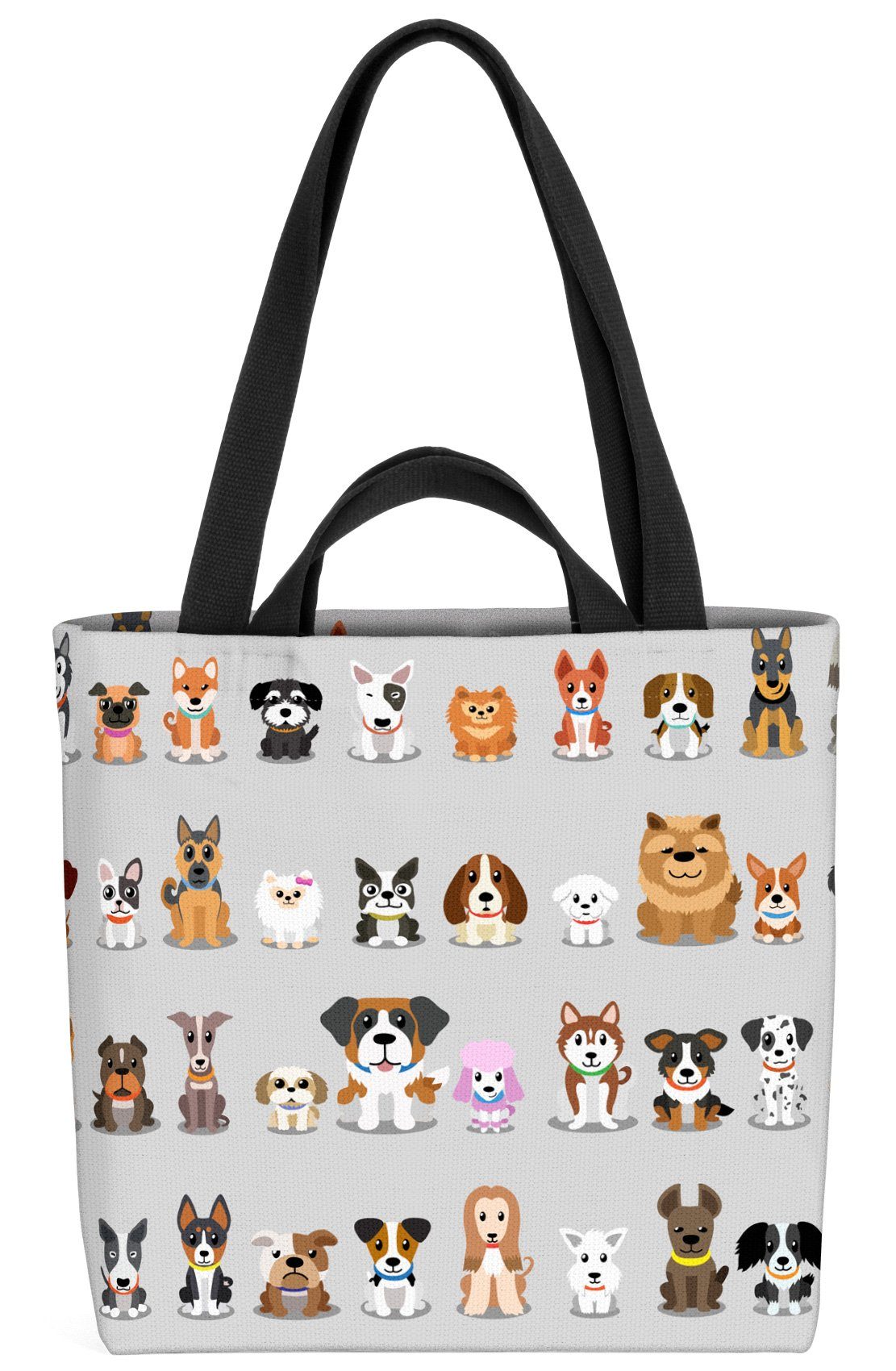 VOID Henkeltasche (1-tlg), Hundewelpen Gang grau Hunde Hündchen Welpen Haustier Tiere Babys Kind