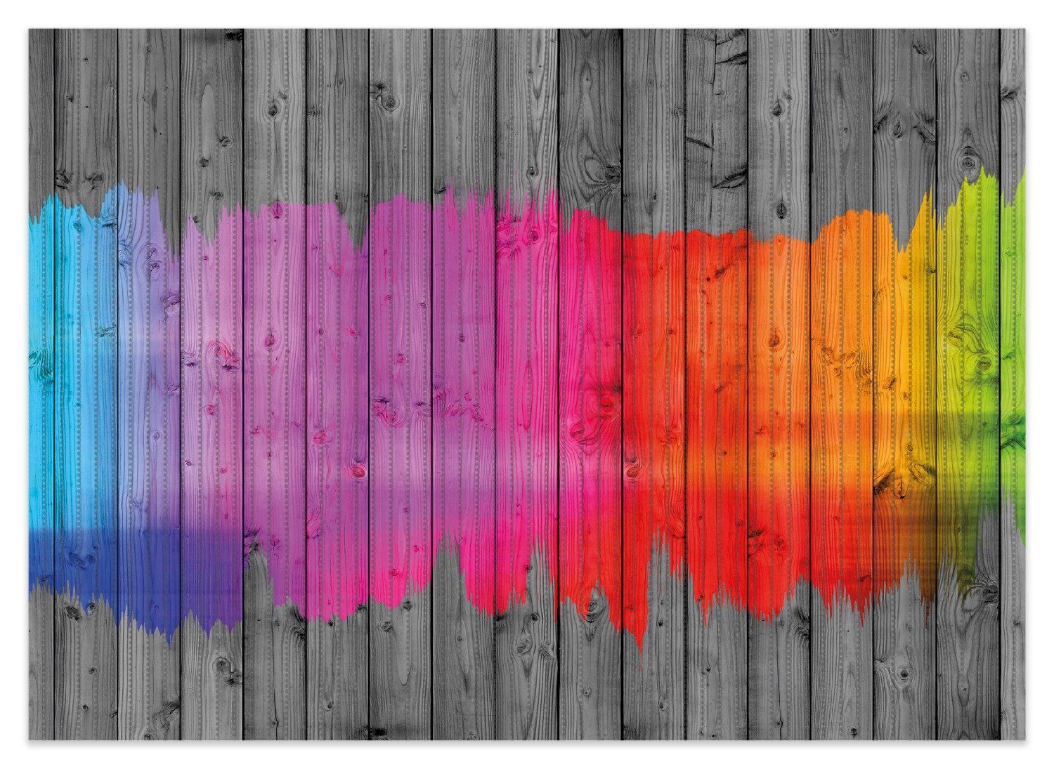 Wallario Schaum-Badematte Holzpaneel - Bemaltes buntes Holz, Höhe 5.5 mm, rutschhemmend, geeignet für Fußbodenheizungen, Polymer-Schaum, rechteckig
