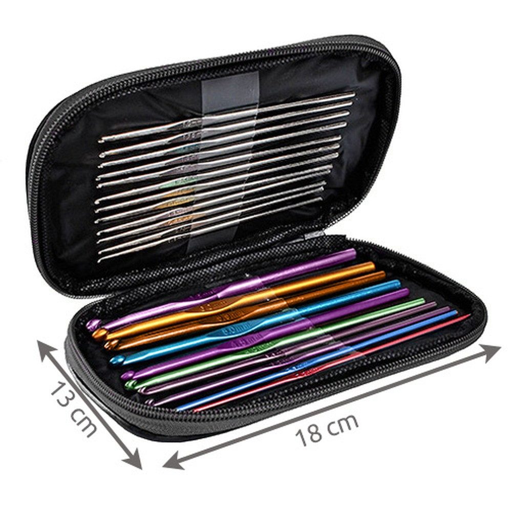 MAALEO Häkelnadeln Nähset Häkeletui, Spar-Set 1 St., nähen, flicken, 69 Teile inkl. Häkelnadeln, Garn, Schere, Nadeln, Lineal, Zähler uvm.