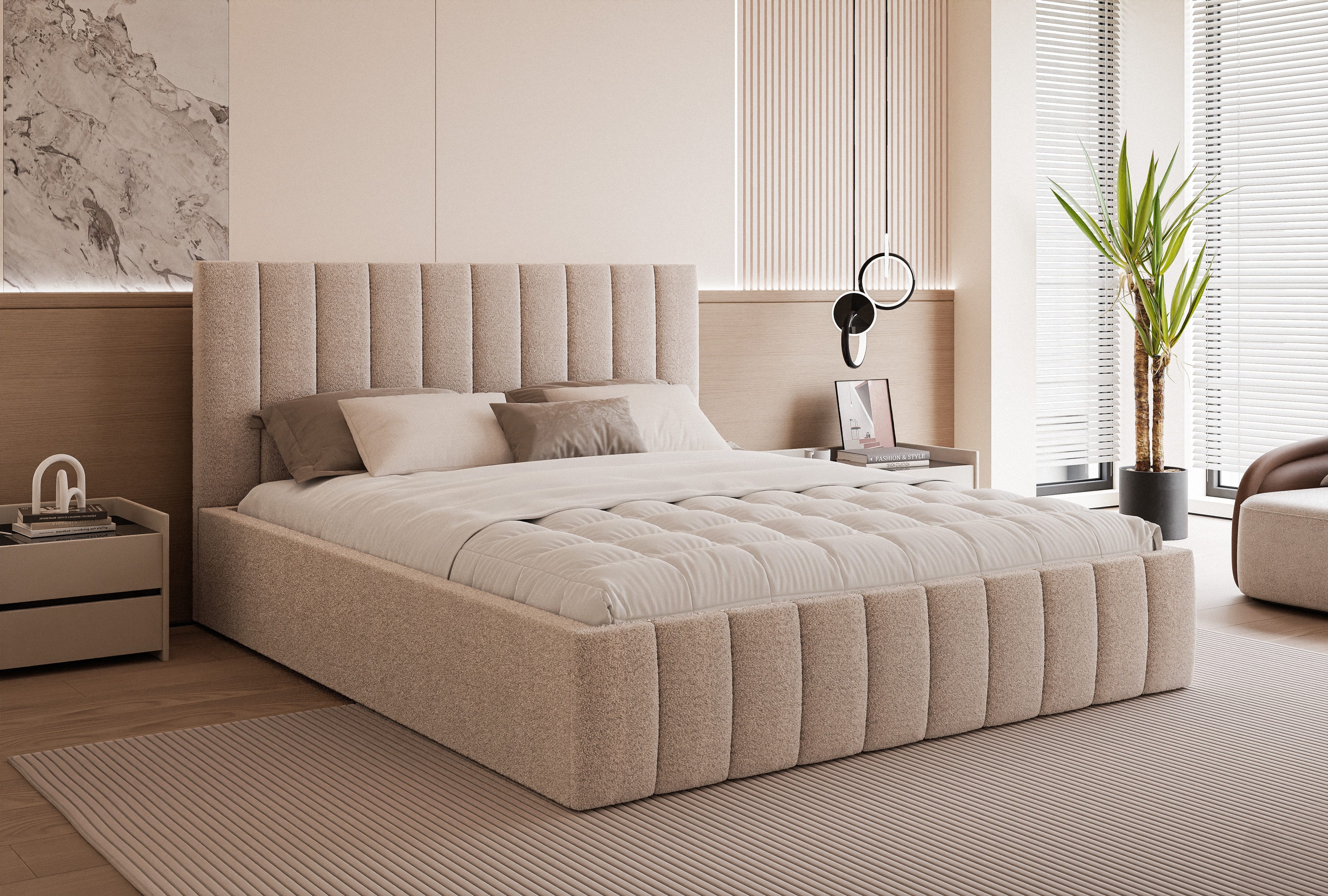 Goldstoff Polsterbett Elegantes Bett mit hohem günstig online kaufen