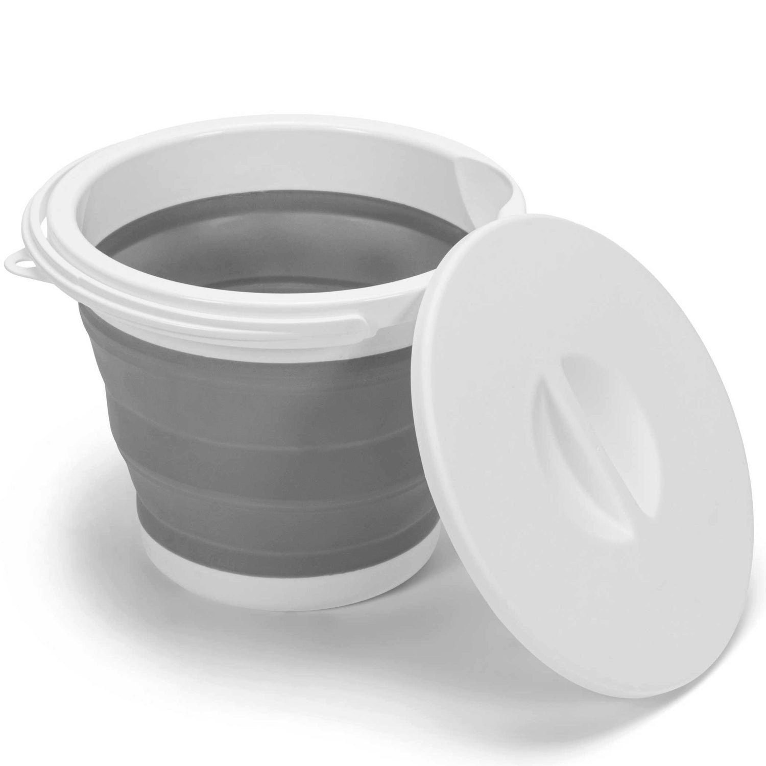Liter Weiß/Grau Plastik und Falteimer mit Wassereimer 5 Silikon Deckel Henkel, & Klappbarer Falteimer Klein Upgrade4cars aus