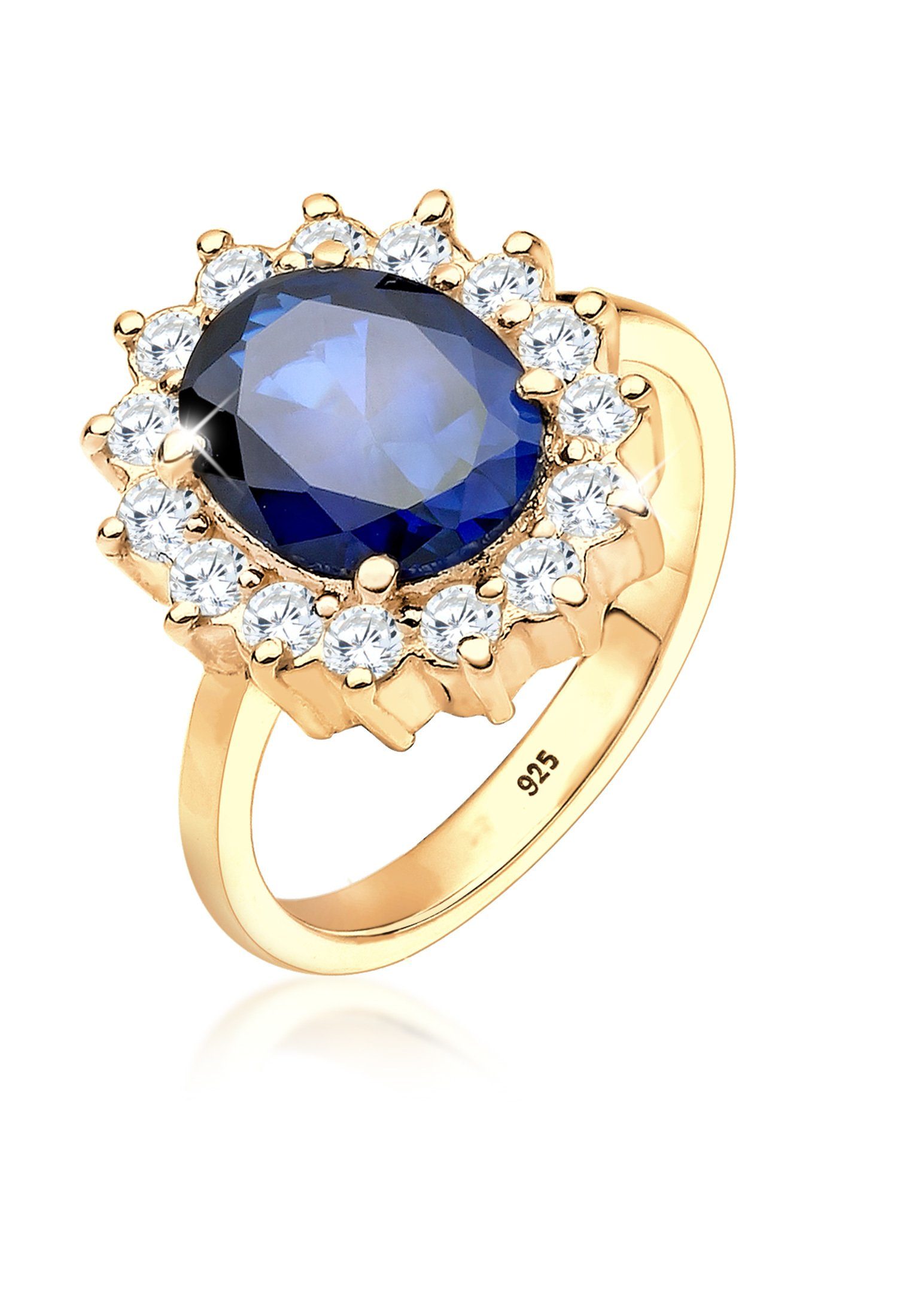Elli Fingerring Cocktailring Zirkonia Synthetischer Saphir günstig online kaufen