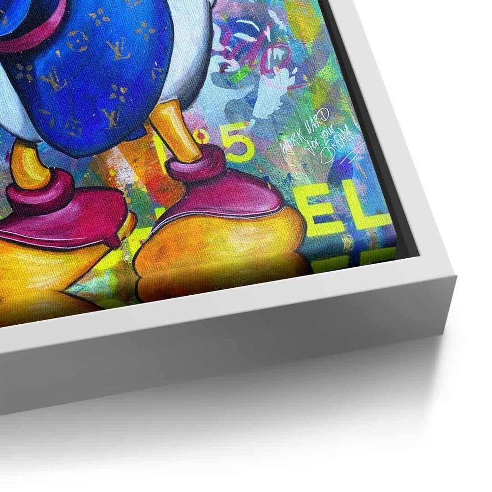 DOTCOMCANVAS® Leinwandbild $elfmade, McDuck Dagobert Duck Art $elfmade Comic Leinwandbild Scrooge Rahmen weißer Pop
