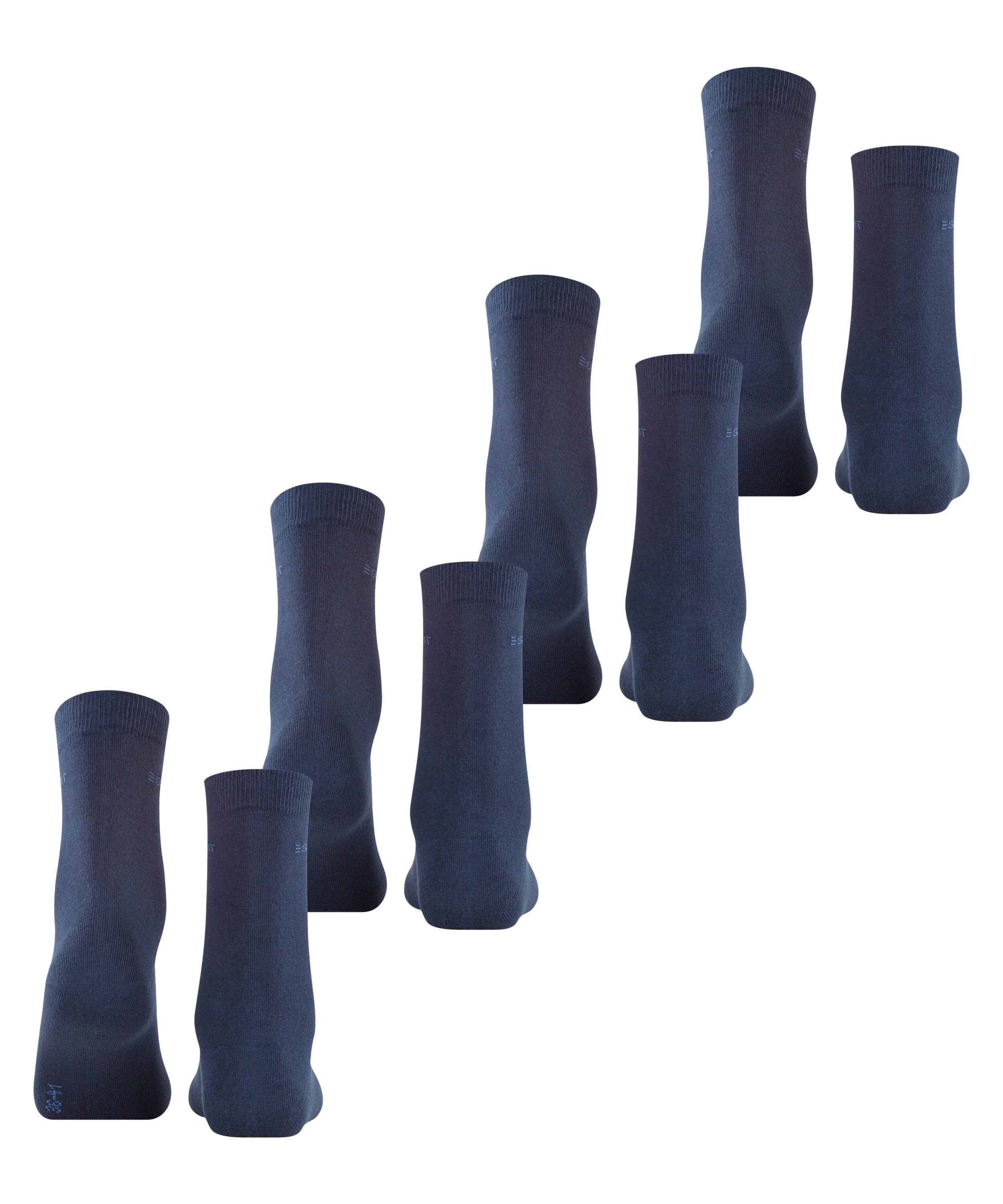 Esprit Socken Solid (4 Paar) Einheitsgröße 36-41, geripptes Bündchen, unifarben, Basic Vorteilspack