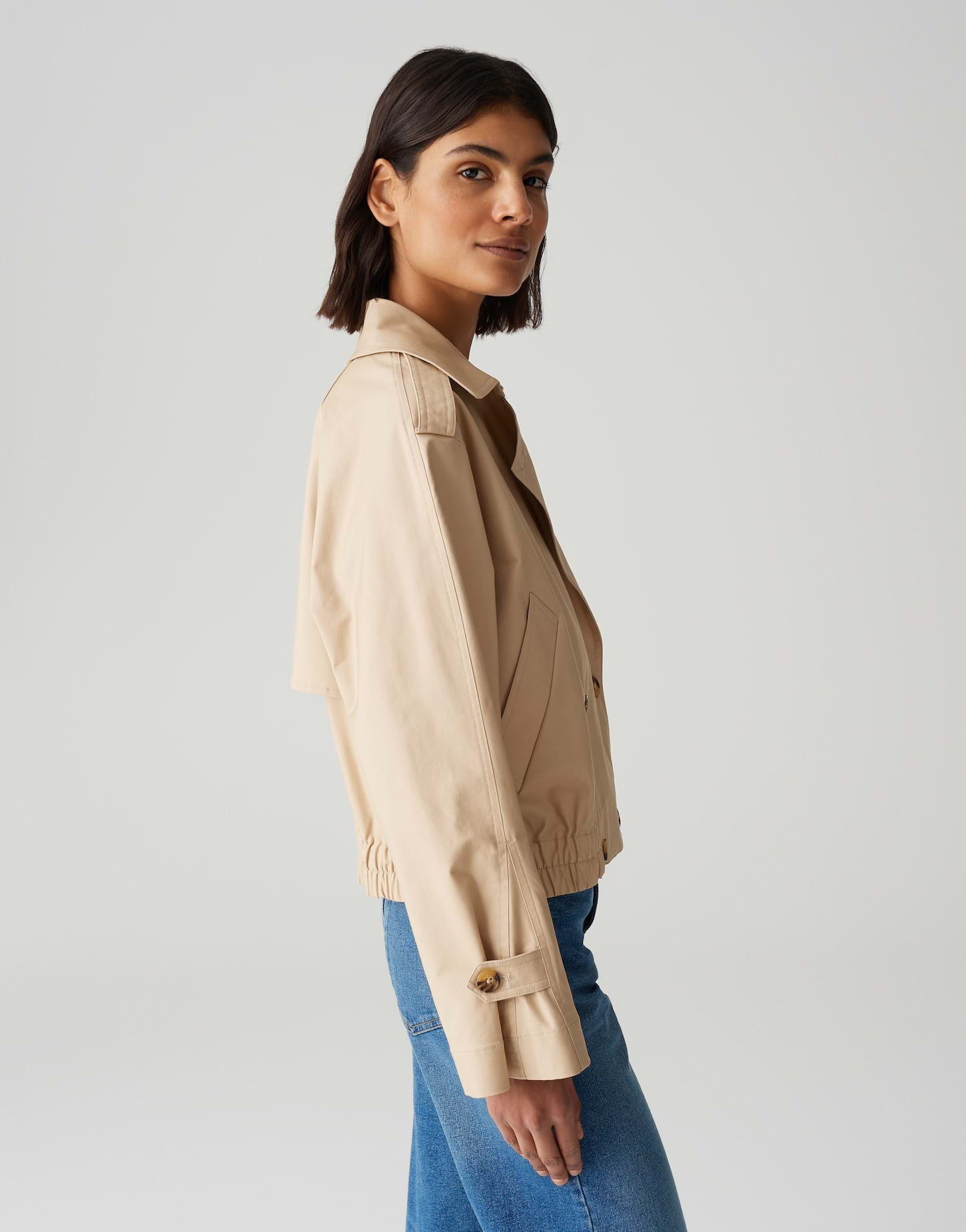 OPUS Trenchcoat Kurze Trenchjacke HEDIE Regular aus Lyocell Mix