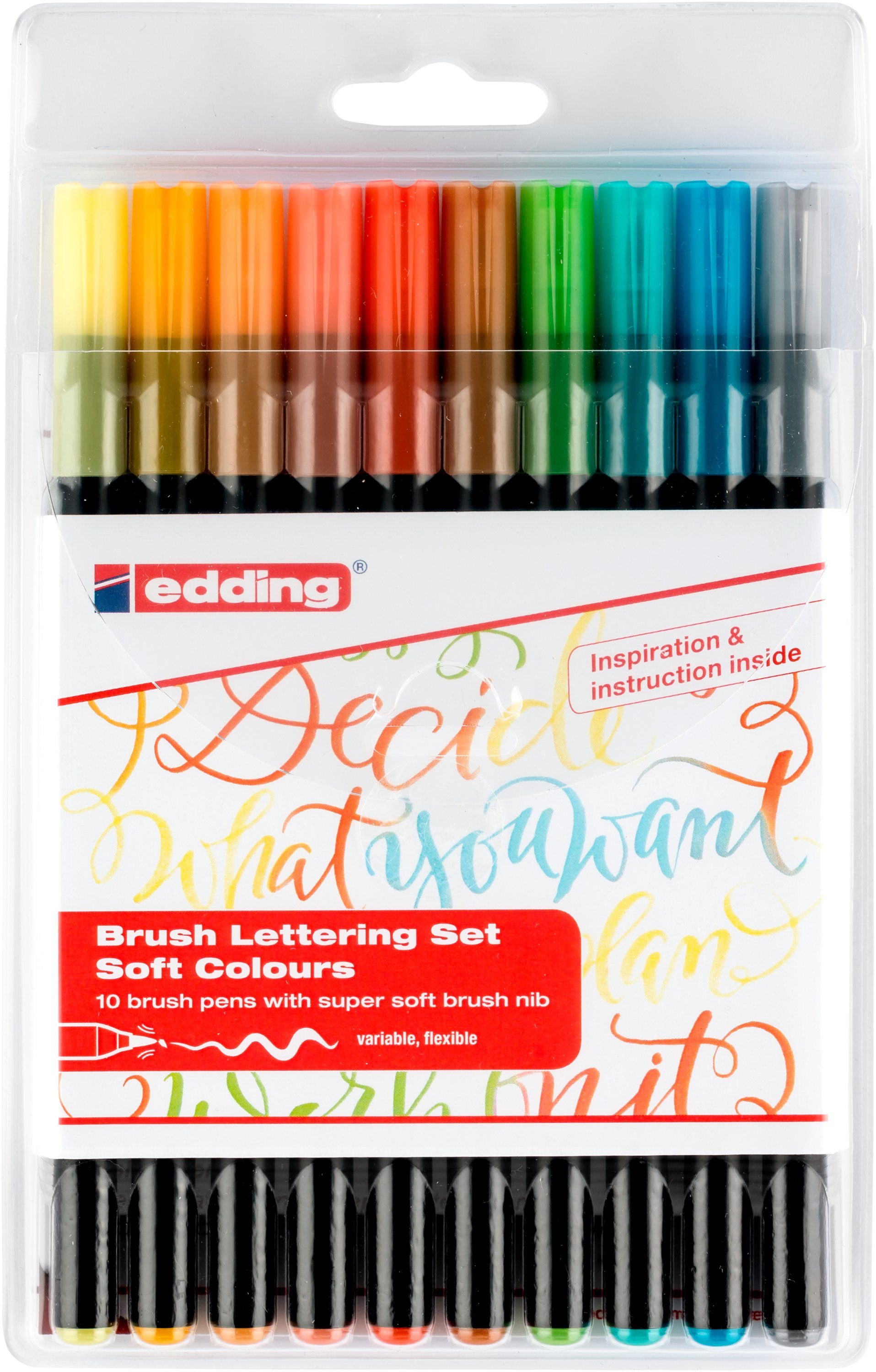 edding Kalligraphie-Stift Pinselstifte 1340 Brush Lettering, 10er-Set