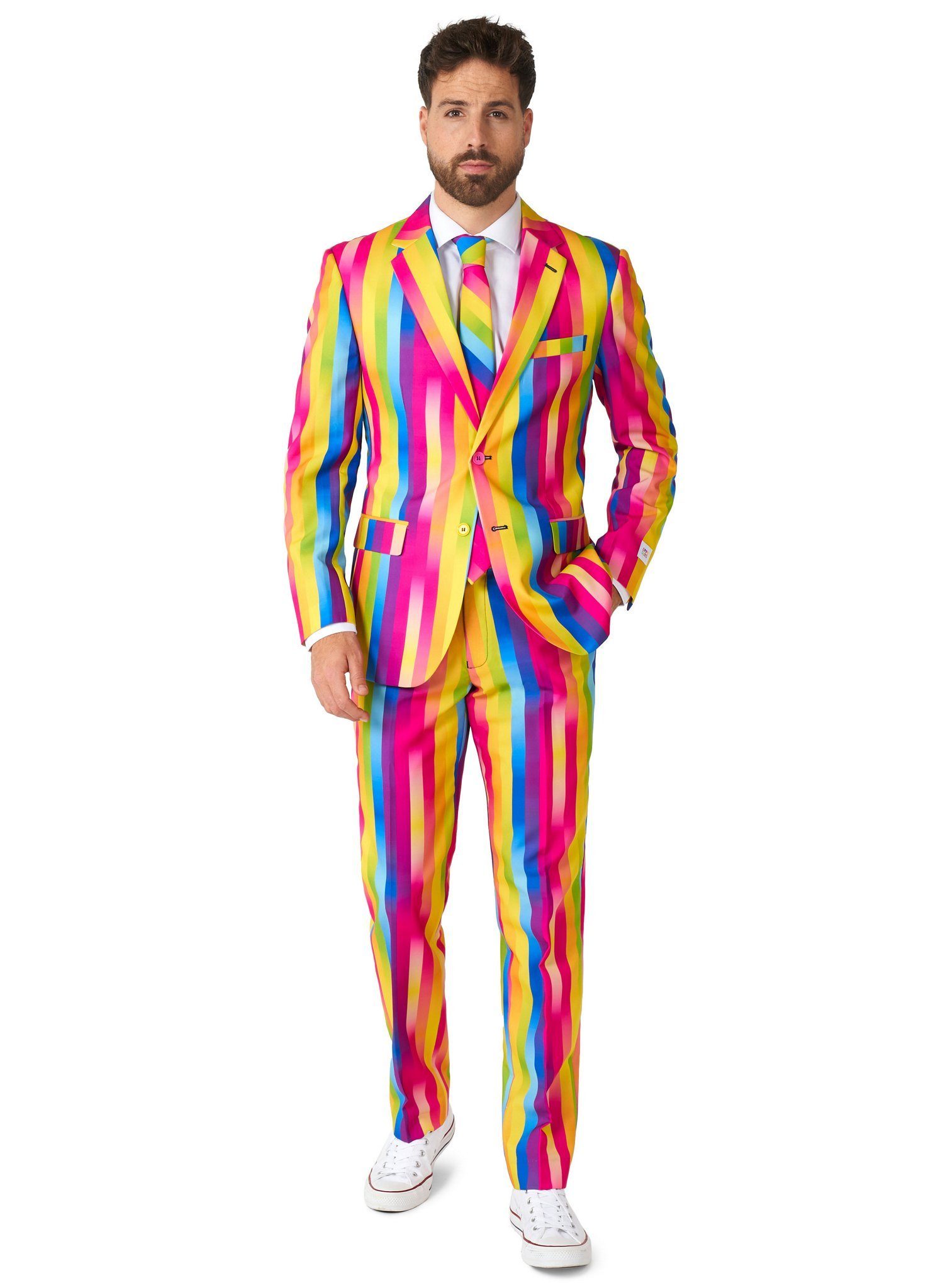 Opposuits Partyanzug Rainbow Glaze Kostüm Anzug - Karneval Mottoparty, Anzug mit Regenbogenfarben zu Dahinschmelzen