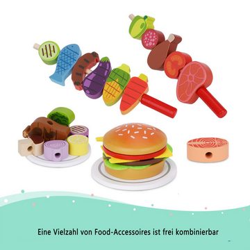 Kind Ja Kinder-Grill Kinder-Grill,BBQ Spielzeug,Küche Rollenspielzeug für Kinder,37-tlg, (37-tlg), Holzspielzeug Kochen Spielset