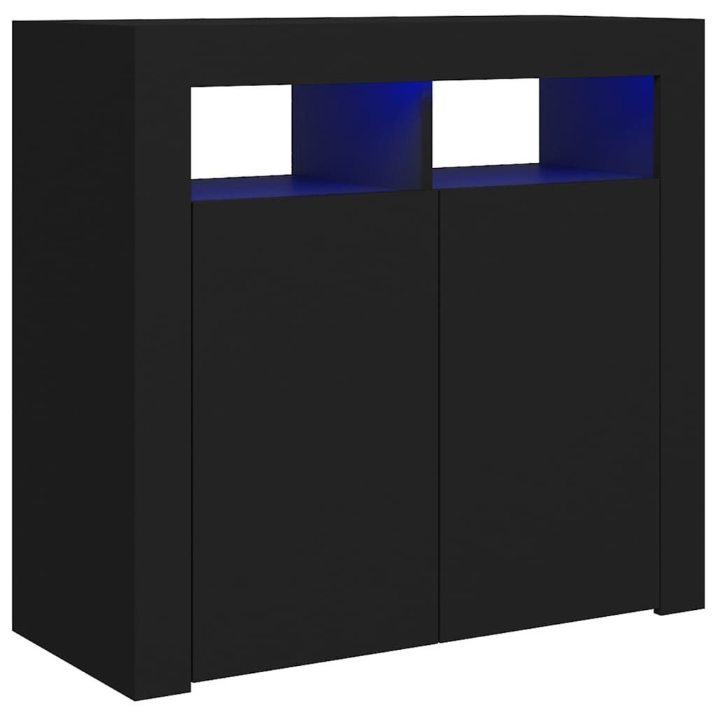 vidaXL Sideboard Sideboard mit LED-Leuchten Schwarz 80x35x75 cm (1 St)