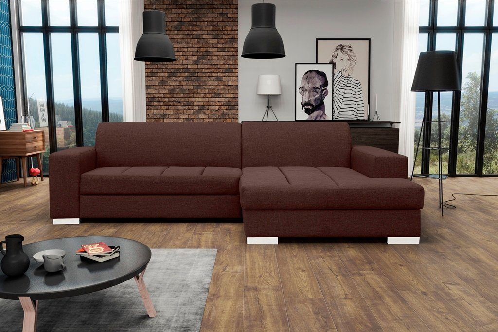 Siblo Ecksofa Klassisches Ecksofa Isaia für ein Wohnzimmer im Loft-Stil Braun