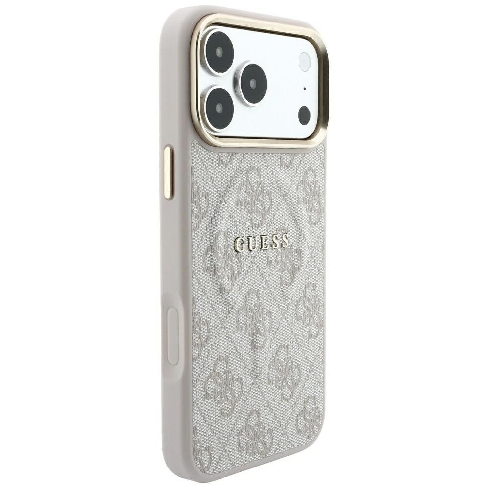 Guess Smartphone-Hülle Embossed 4G Classic kompatibel mit iPhone 18 Pro, 17 Pro Rosa 6,3 Zoll, Integrierter Magnetring für kabelloses Laden – Bild 4 von 5