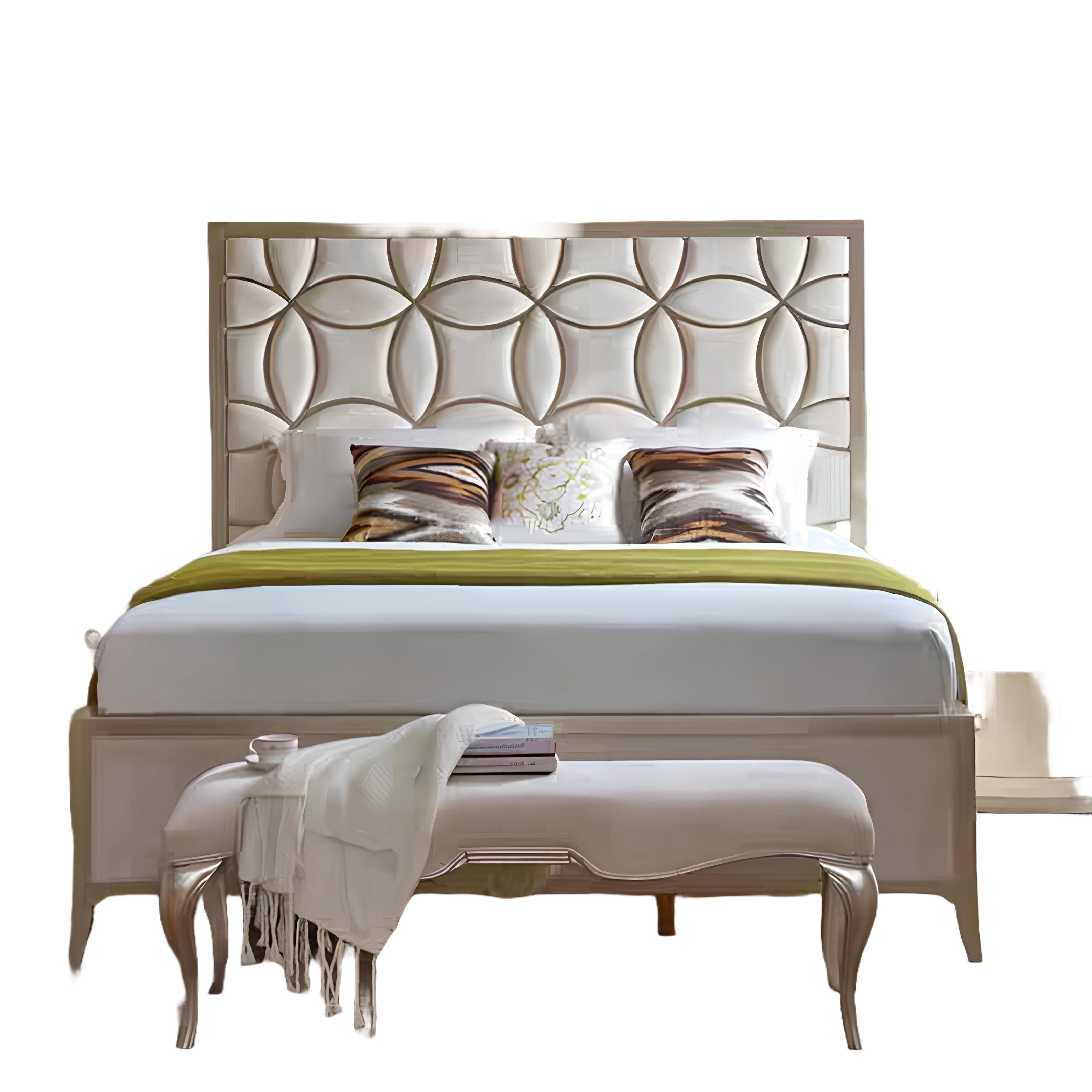 Xlmoebel Bett Designer Doppelbett mit Polsterung aus Textil und Leder (Doppelbett, Bett), Hergestellt in Europa