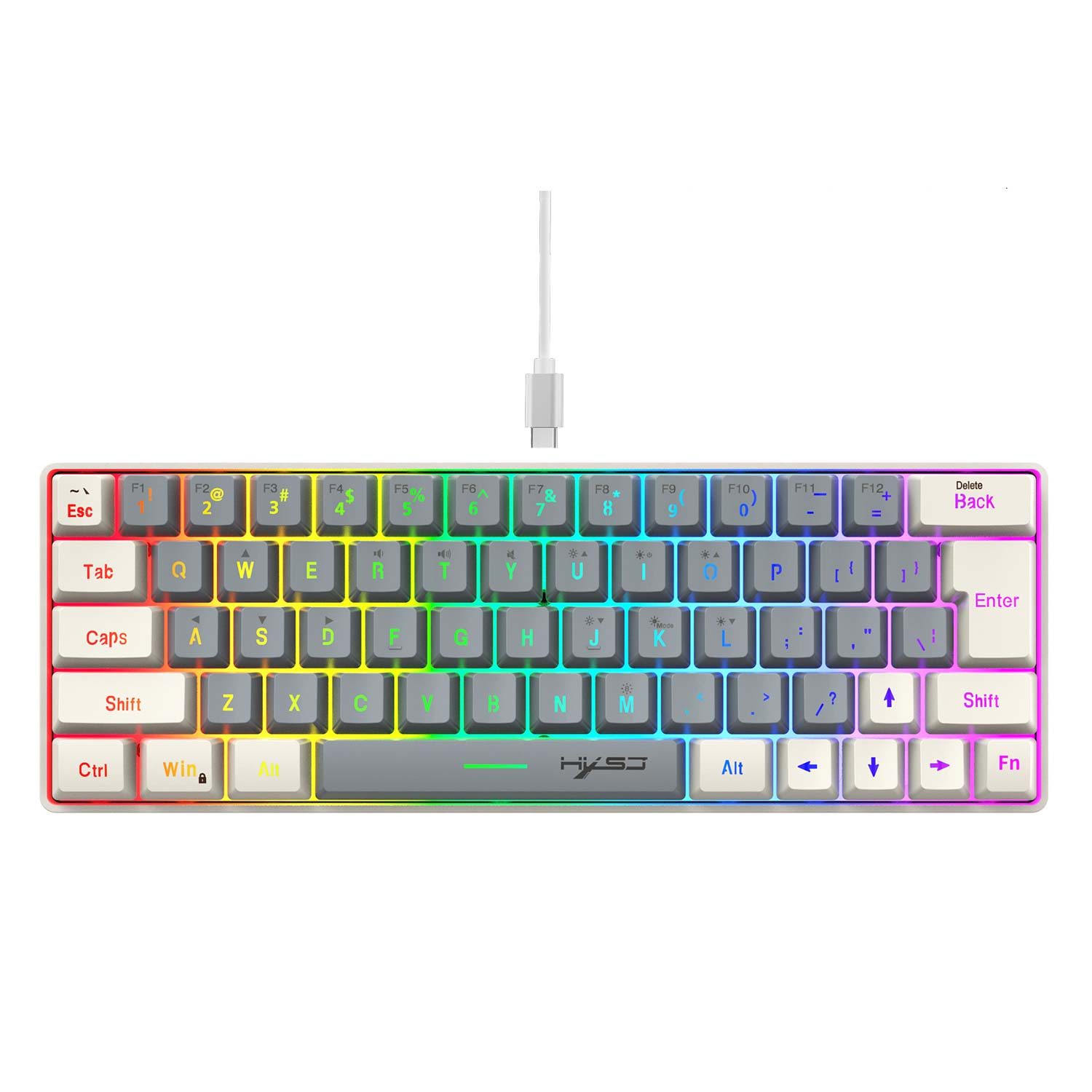 Refttenw Mechanische Gaming Tastatur, 63 Tasten RGB Kabelgebundene Tastatur Gaming-Tastatur (Tastatur mit Farbblockierung, USB-Anschluss)