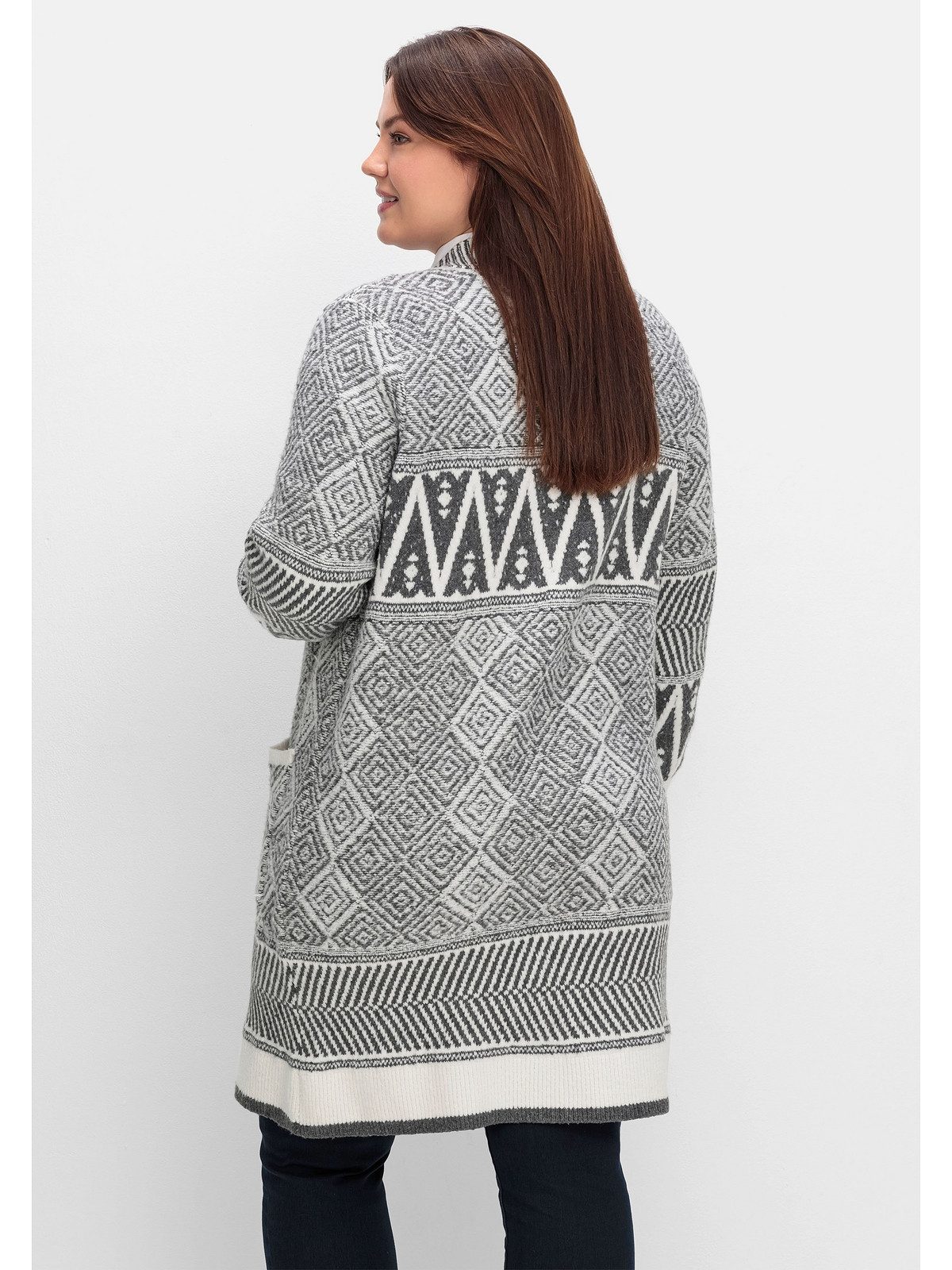 sheego by Joe Browns Longstrickjacke Große Größen im Jacquard-Mustermix
