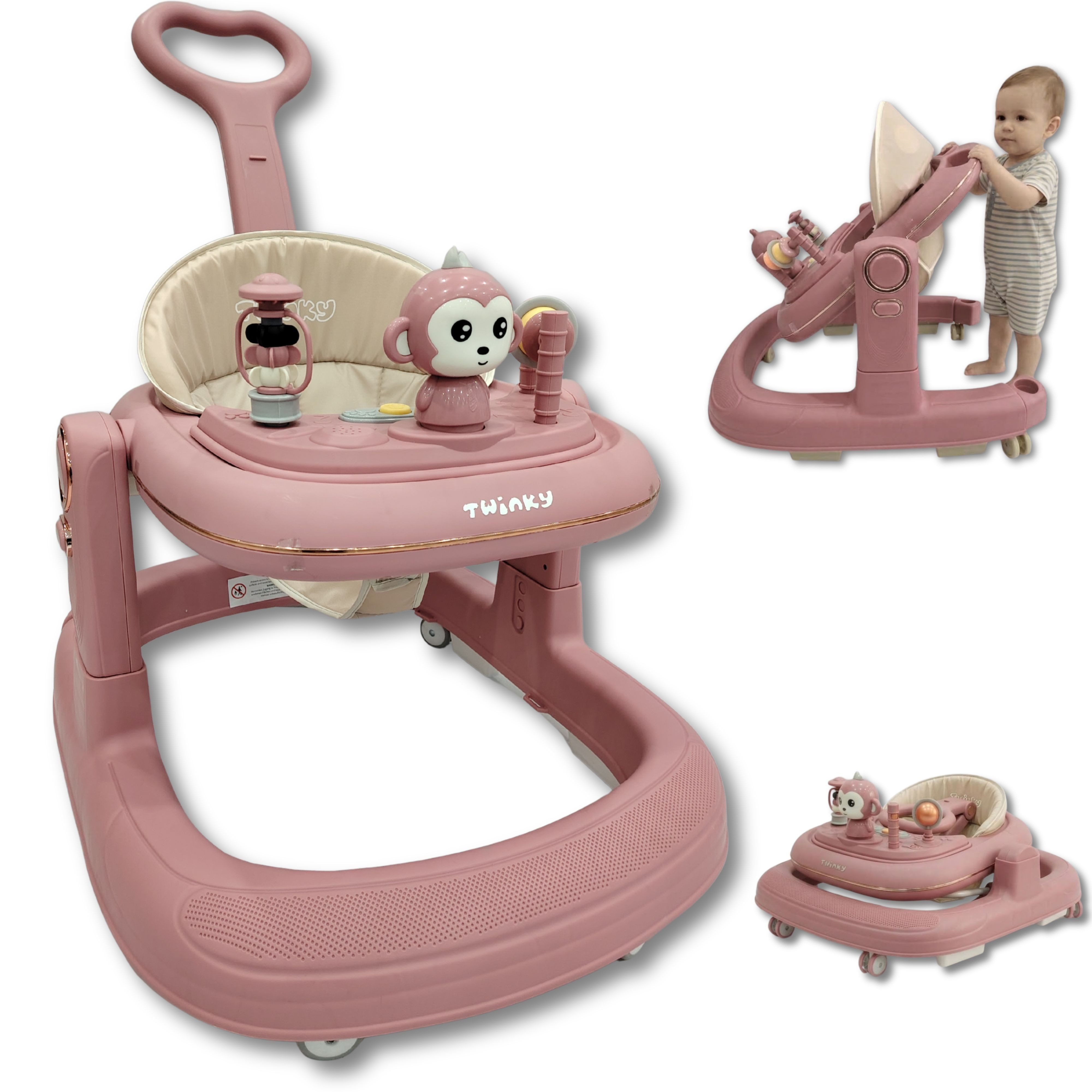 TWINKY Babywalker Lauflernhilfe 4in1 Gehfrei Baby, faltbarer Babywalker