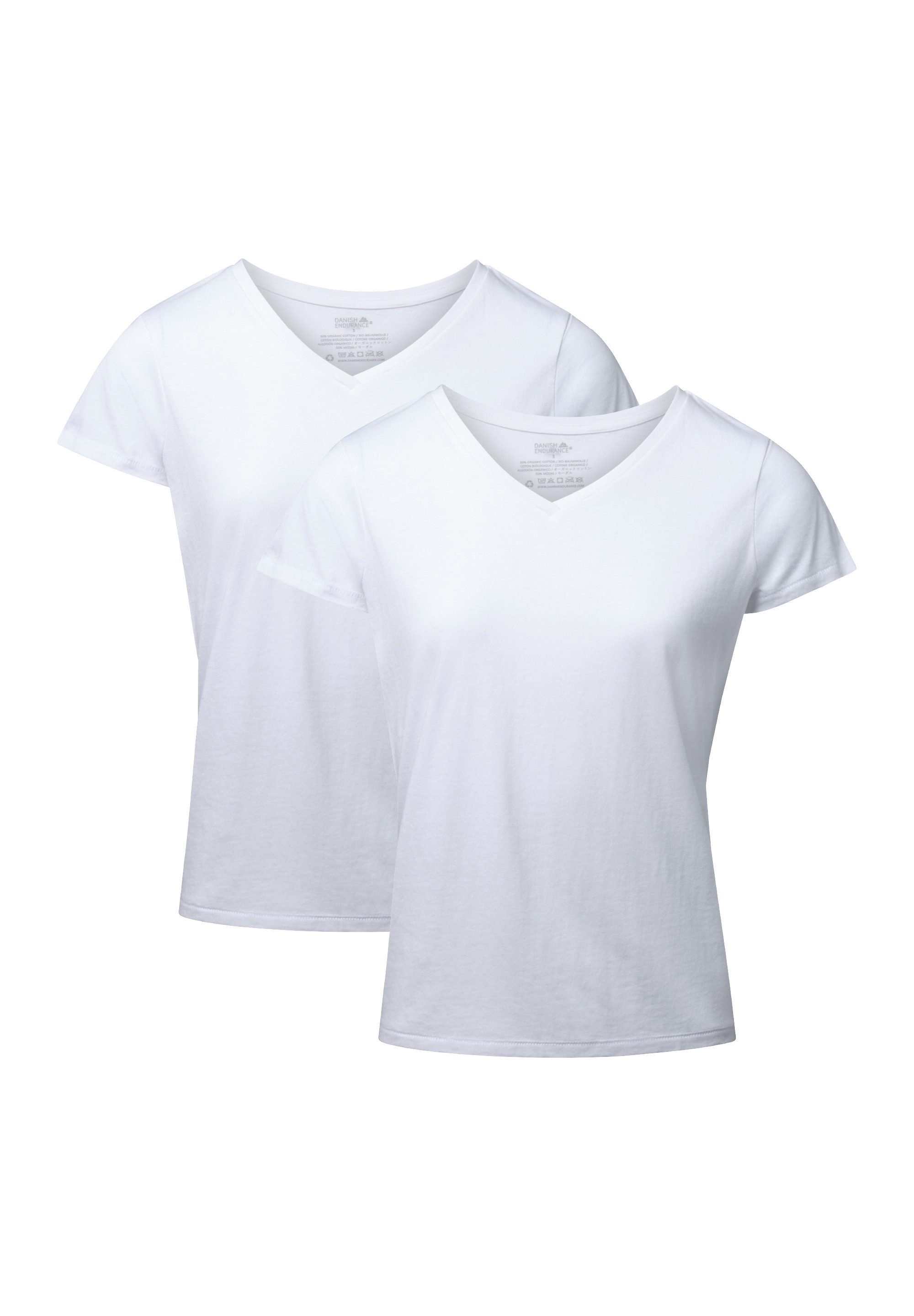 DANISH ENDURANCE T-Shirt V Damen (2er-Pack) aus Modal & Baumwolle, leicht & günstig online kaufen