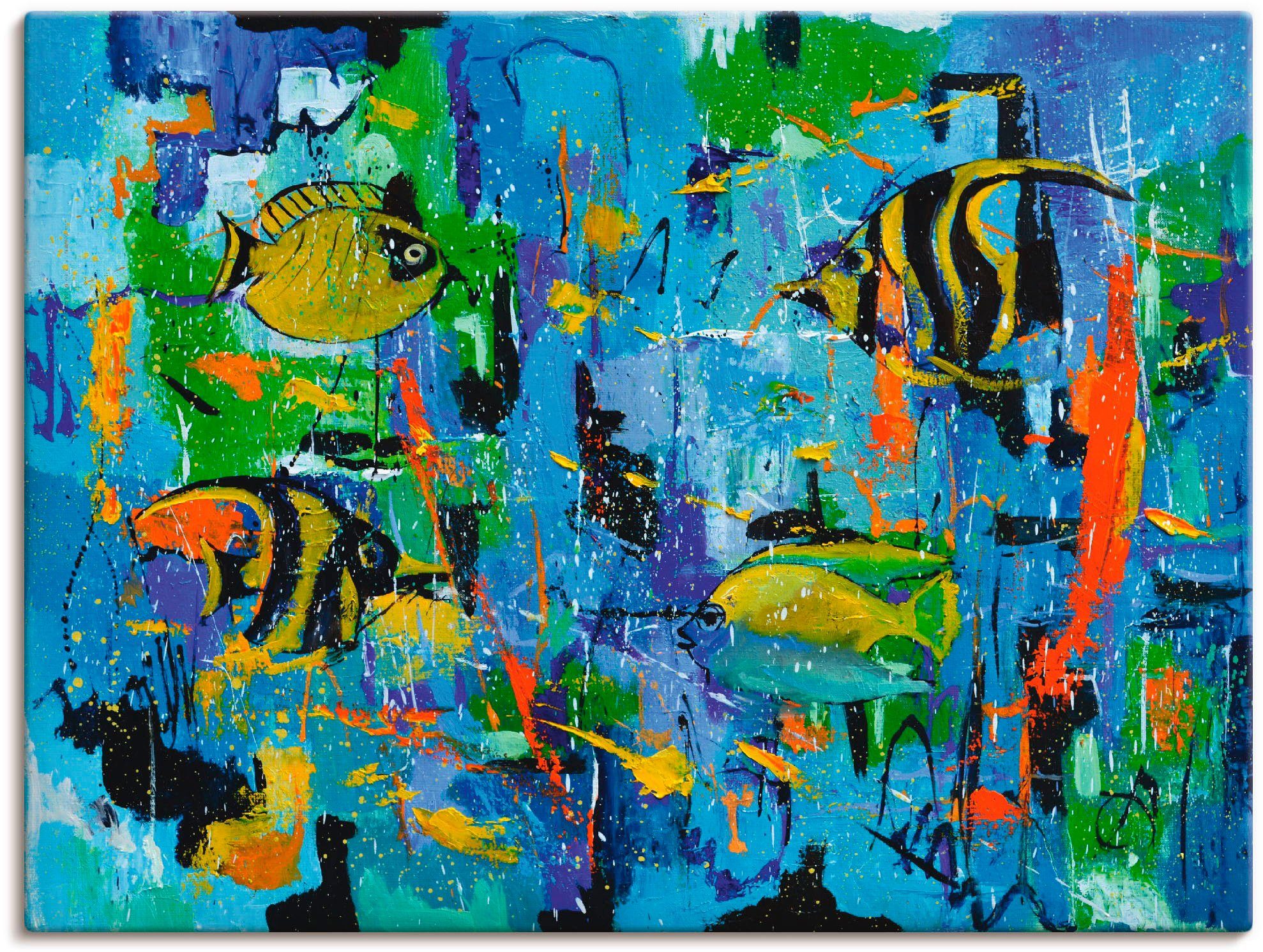 Artland Wandbild Abstrakt Fische Blau, Wassertiere (1 St), als Alubild, Leinwandbild, Wandaufkleber oder Poster in versch. Größen