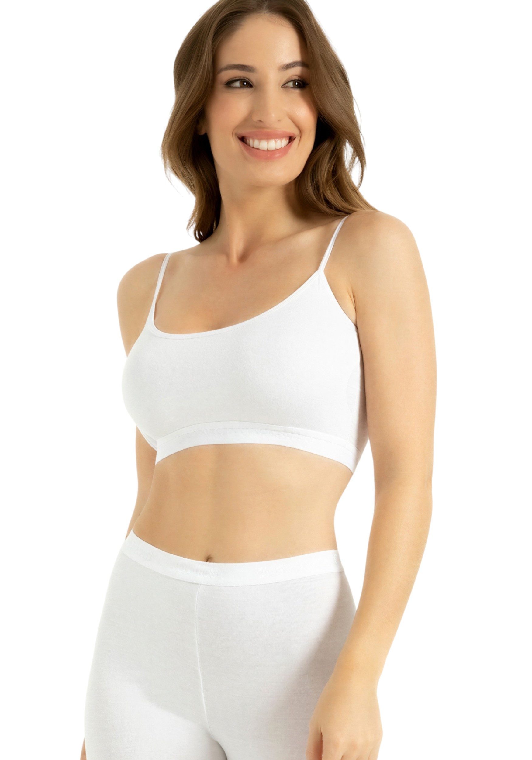 fashionshowcase Bustier Damen 2er Pack Bambus BH mit Pads nahtlos weich atmungsaktiv elastisch (2-tlg) mit herausnehmbaren Pads für natürliche Form