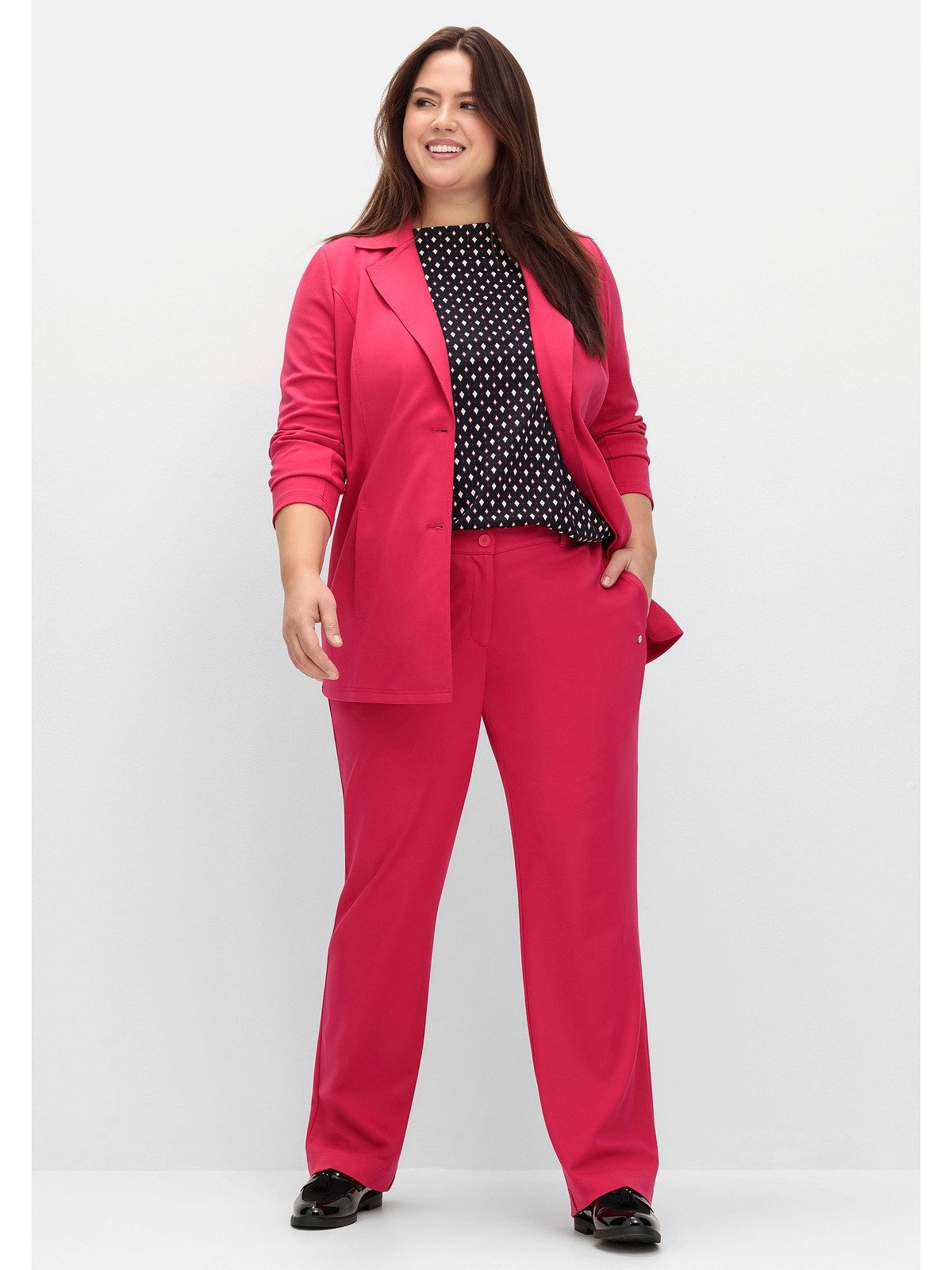 Sheego Sweatblazer Große Größen aus Milano-Ripp, mit Reverskragen