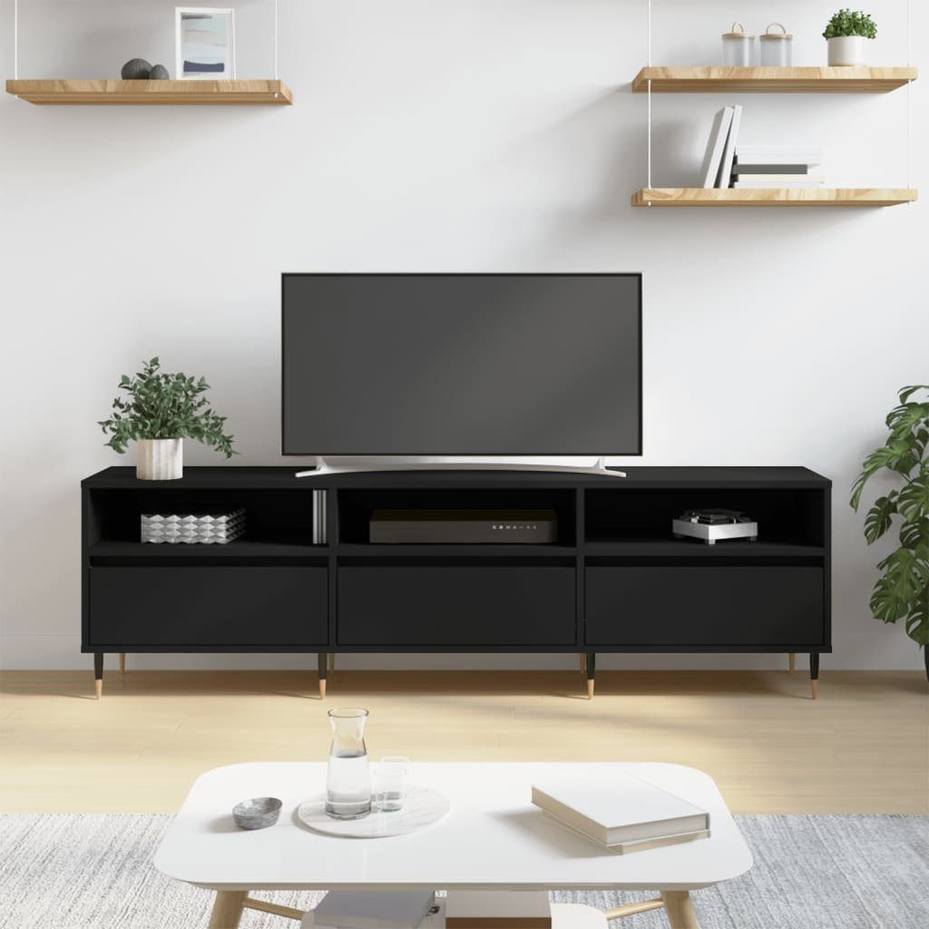 Holzwerkstoff Schwarz cm furnicato TV-Schrank 150x30x44,5