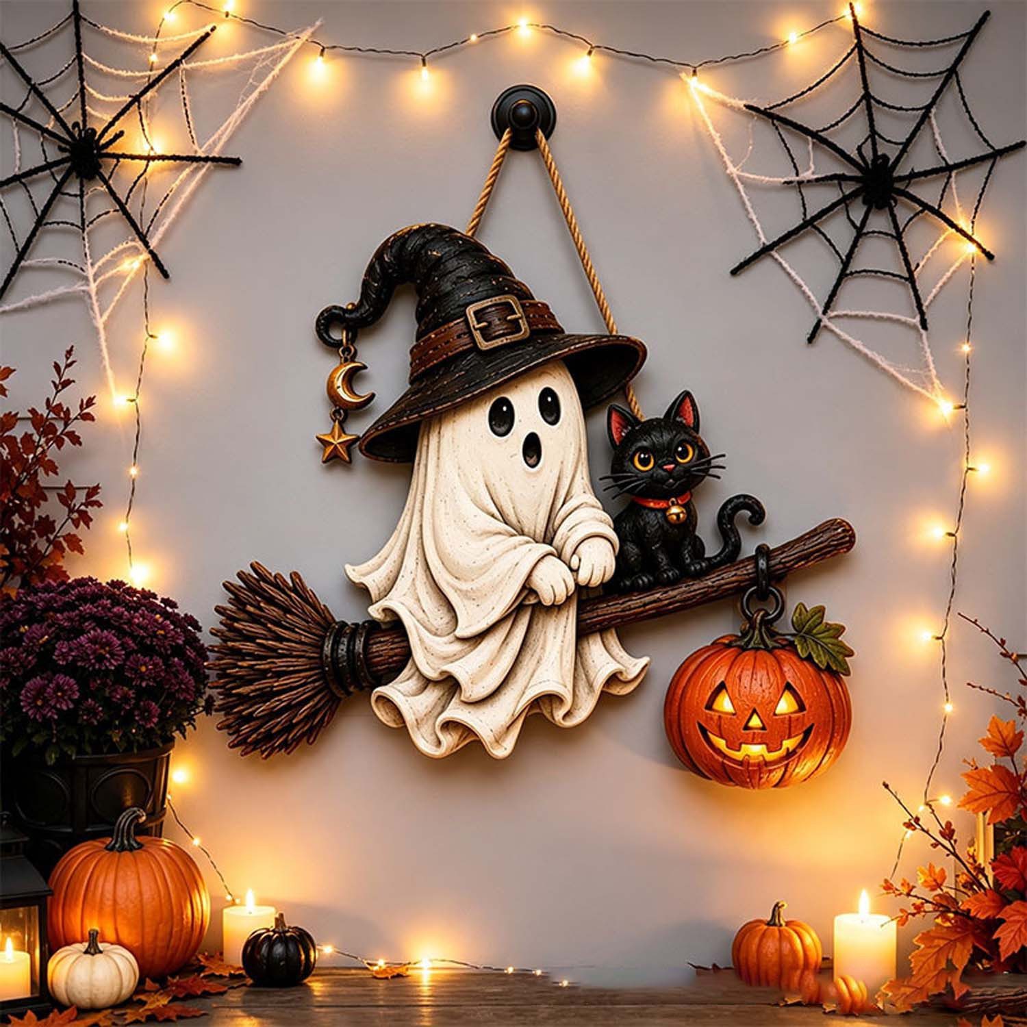 Bomiclss Hängedekoration Geistergruß Türschild, Niedliches Halloween Geister Schild, Halloween – Bild 4 von 5