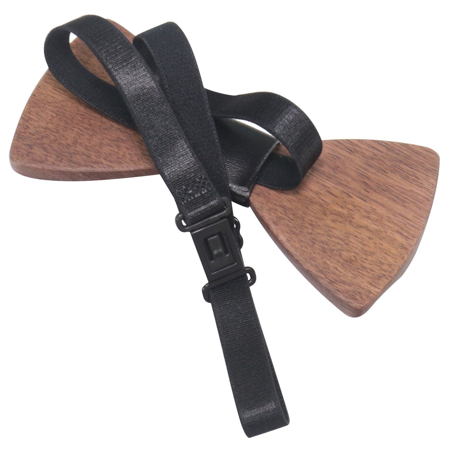 HMF Fliege Holzfliege aus Walnussholz geschwungen, Unikat Herrenaccessoire (1 St) Herren Fliege festlich elegant für Hochzeiten, Business oder Events