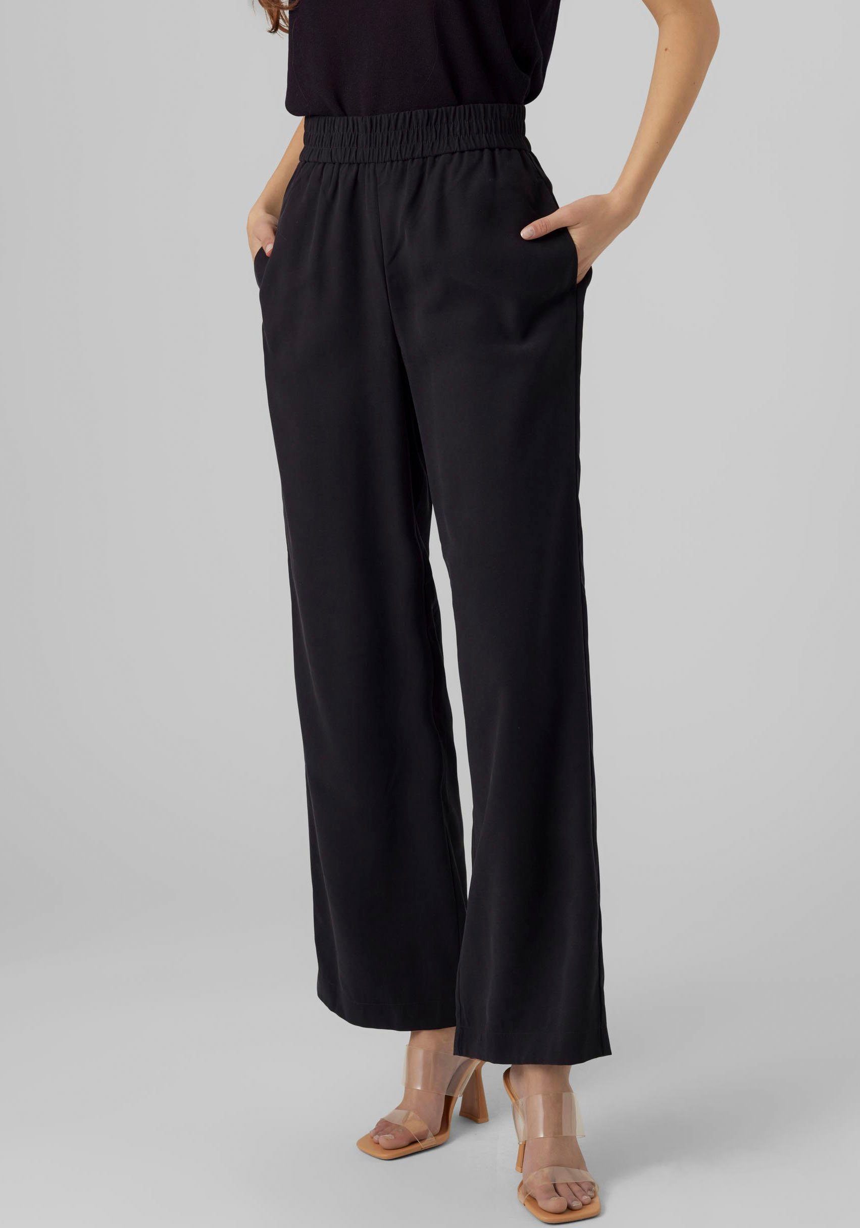 Vero Moda Schlupfhose VMCARMEN HW WIDE PULL-ON PANT NOOS, Pflegeleichte  Qualität mit hohem Viskoseanteil