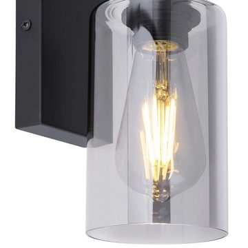 Globo Wandleuchte Wandleuchte Innen Wandlampe Rauchglas Schwarz Industrie Optik 15465W, Glas, modern, ohne Leuchtmittel, Lichtfarbe ist abhängig vom Leuchtmittel, Wohnzimmer, Schlafzimmer, Esszimmer, Küche, Flur