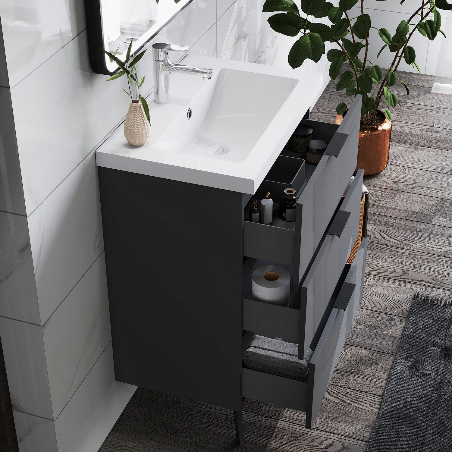 duschspa Waschtisch Badmöbel Set Waschbecken mit Unterschrank Badezimmer Mö günstig online kaufen