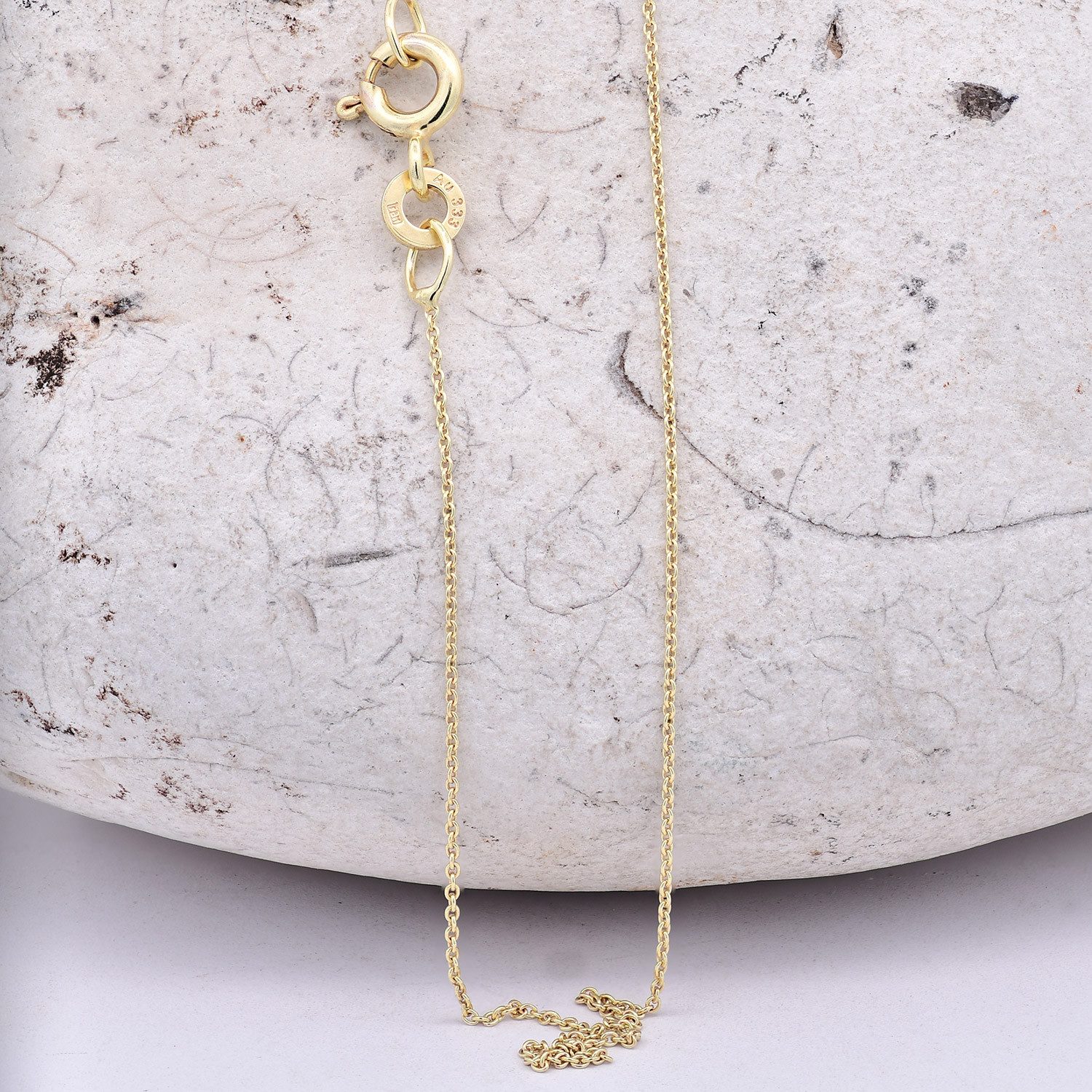 HOPLO Goldkette Goldkette Ankerkette rund Länge 36cm - Breite 0,8mm - 333-8 Karat Gold, Made in Germany
