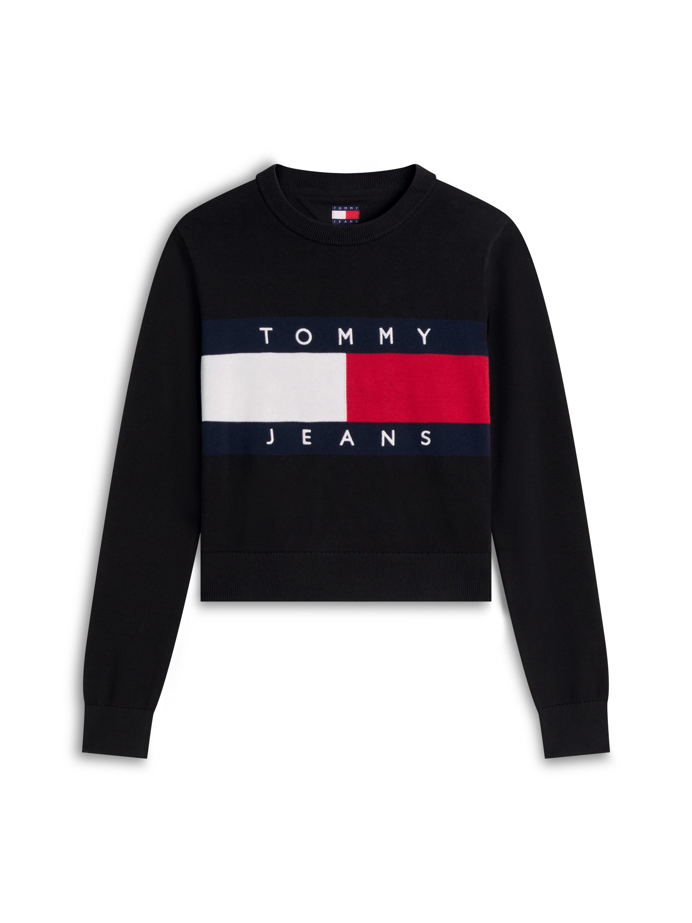 Tommy Jeans Rundhalspullover TJW FLAG CREW NECK SWEATER EXT Baumwolle, Flag Strickmuster – Bild 5 von 5